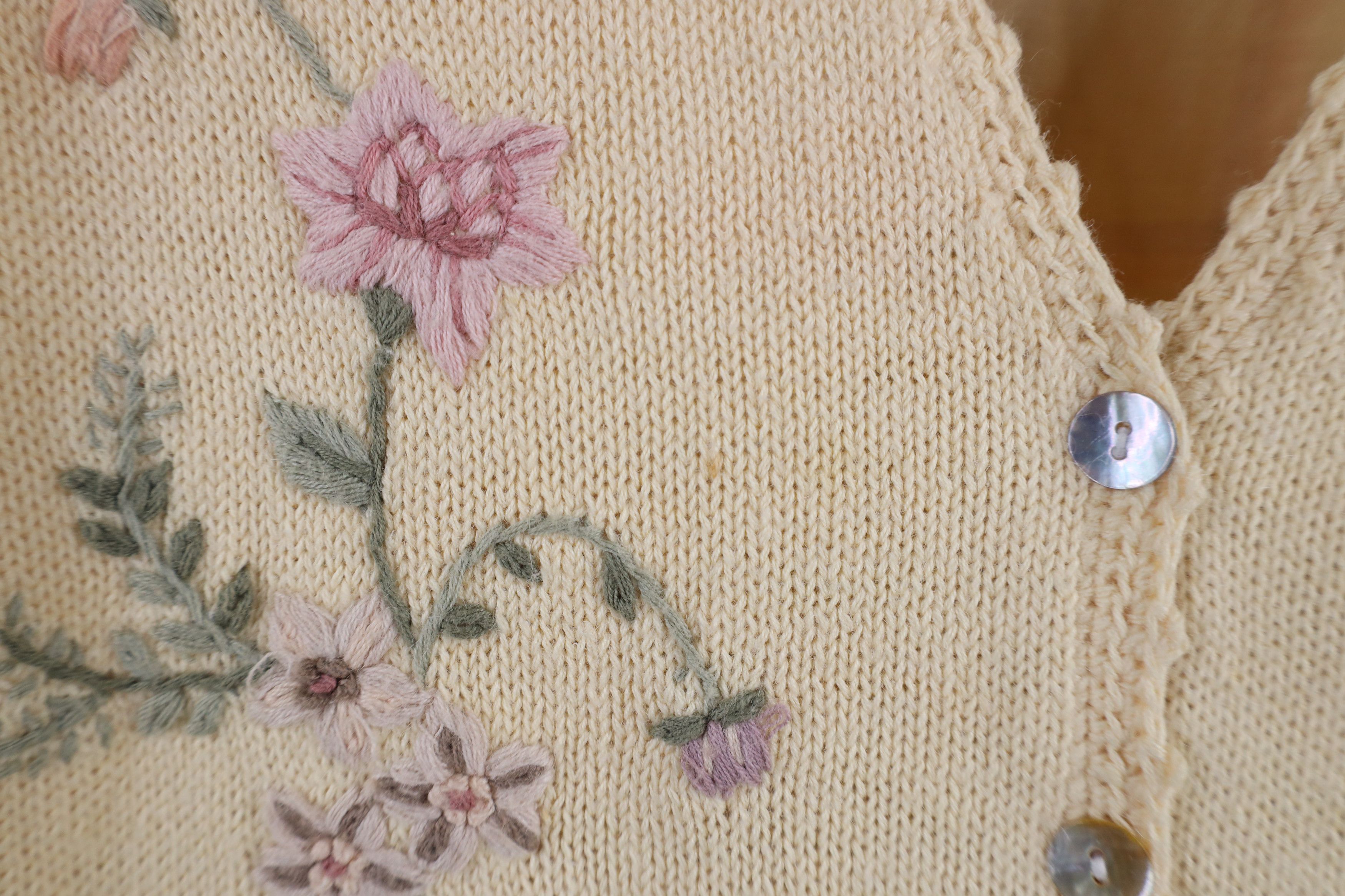 Vintage Vintage 90s Country Primitive Flower Knit Sweater Vest Size XXL / US 16-18 / IT 52-54 - 7 Thumbnail