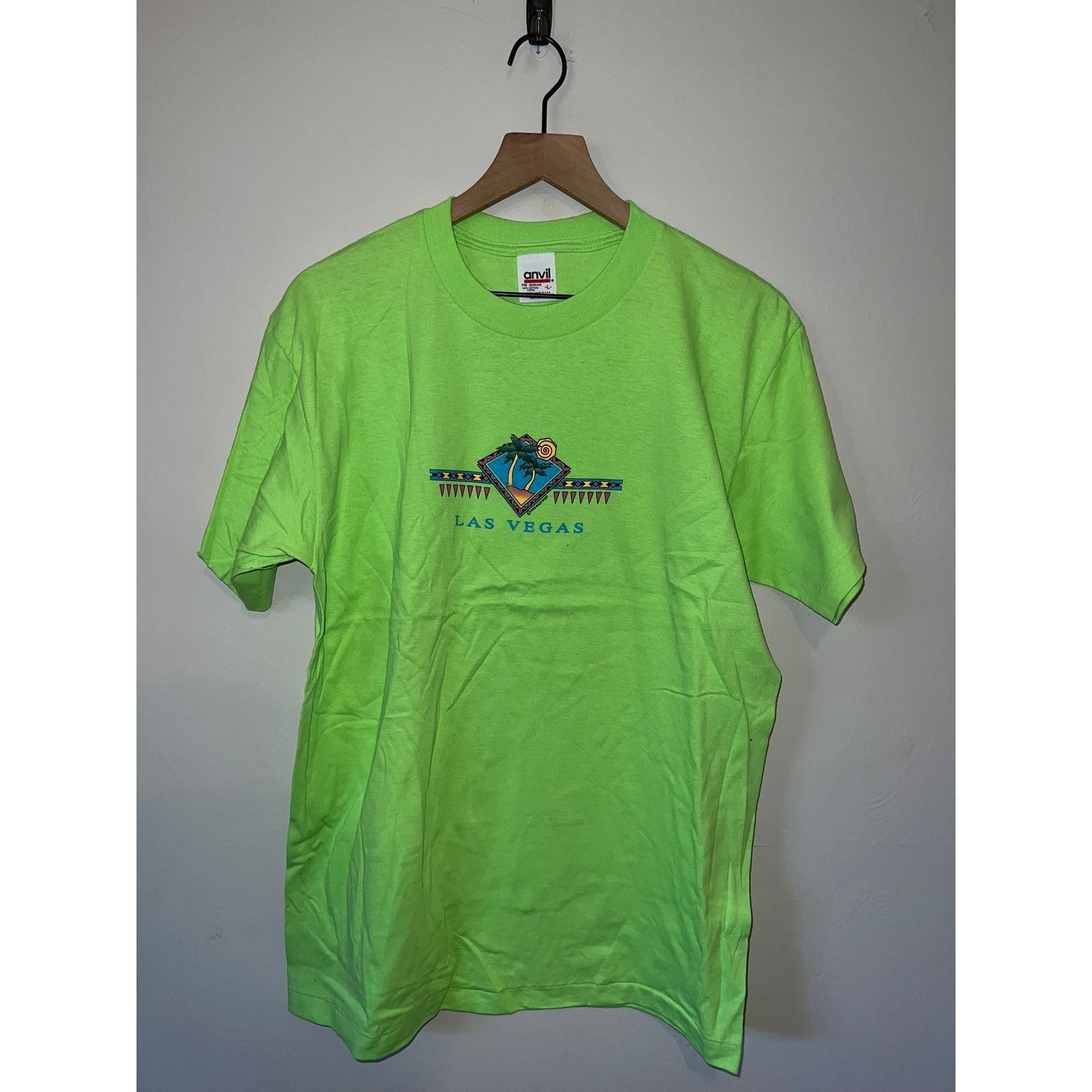 Anvil Vintage Las Vegas Shirt Palm Tree Green Graphic Tee VTG 90s Size US L / EU 52-54 / 3 - 1 Thumbnail