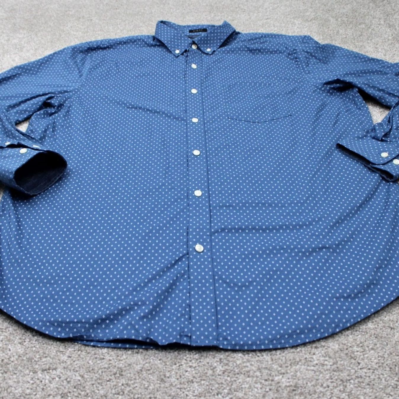 Banana Republic Banana Republic Shirt Men 2XL Blue Geometric L/S Button-Up Stretch 100% Cotton Slim Regular Vintage No Size US XXL / EU 58 / 5 - 3 Thumbnail