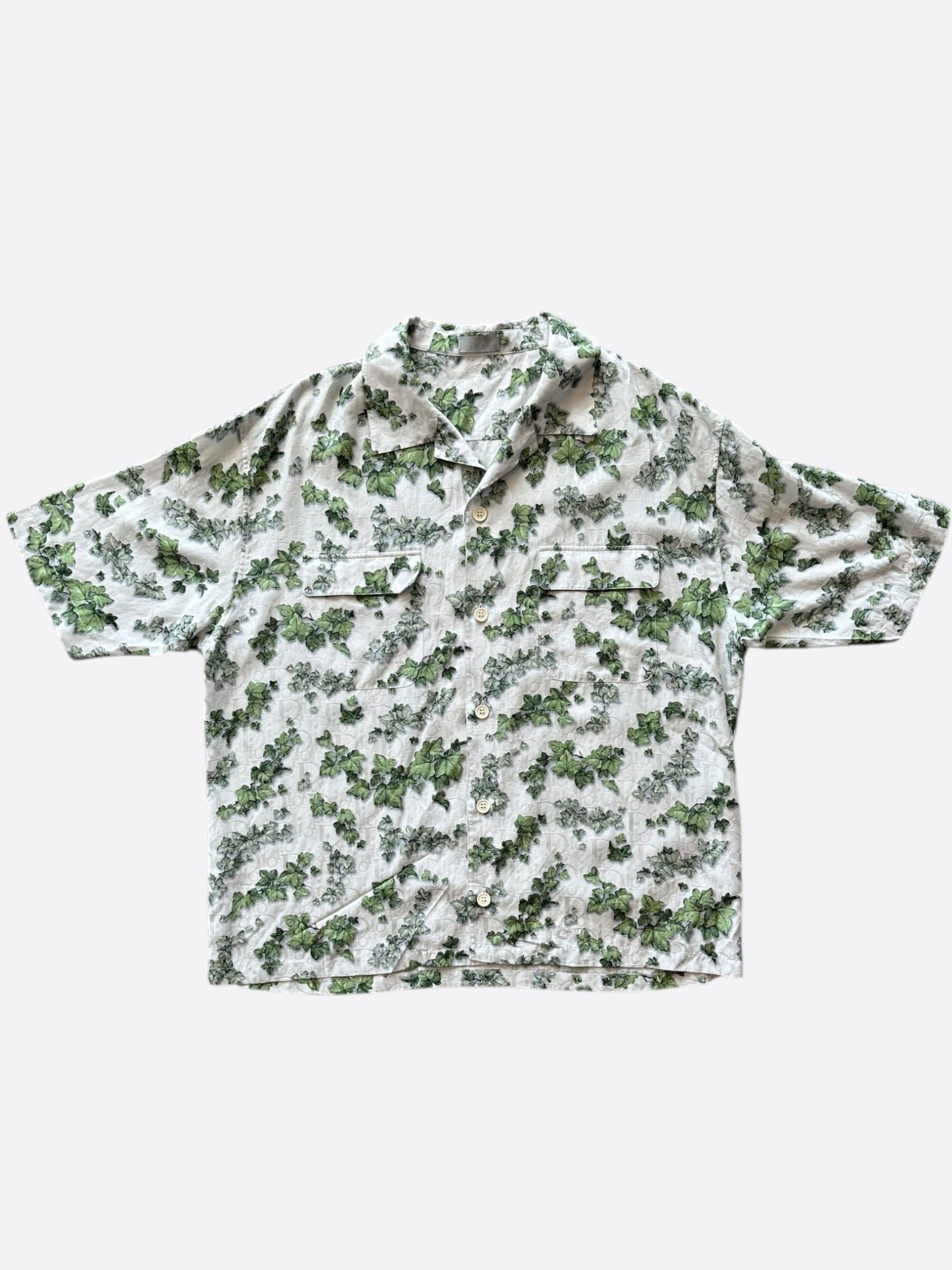 Dior Dior Amoako Boafo White Oblique Leaf Button Up Shirt Size US XL / EU 56 / 4 - 1 Thumbnail