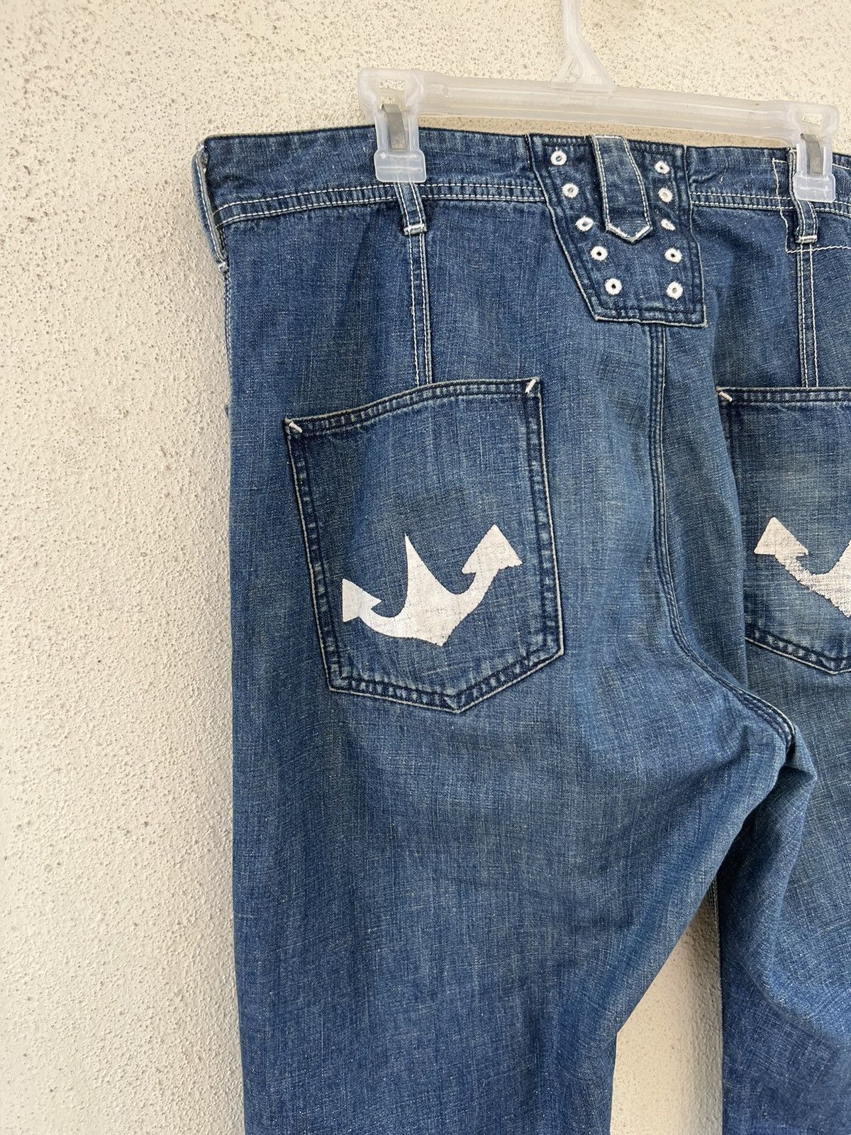 Vintage SACRIFICE Japan Union Made Dirty Muddy Denim Sailor Jeans Size US 34 / EU 50 - 16 Thumbnail
