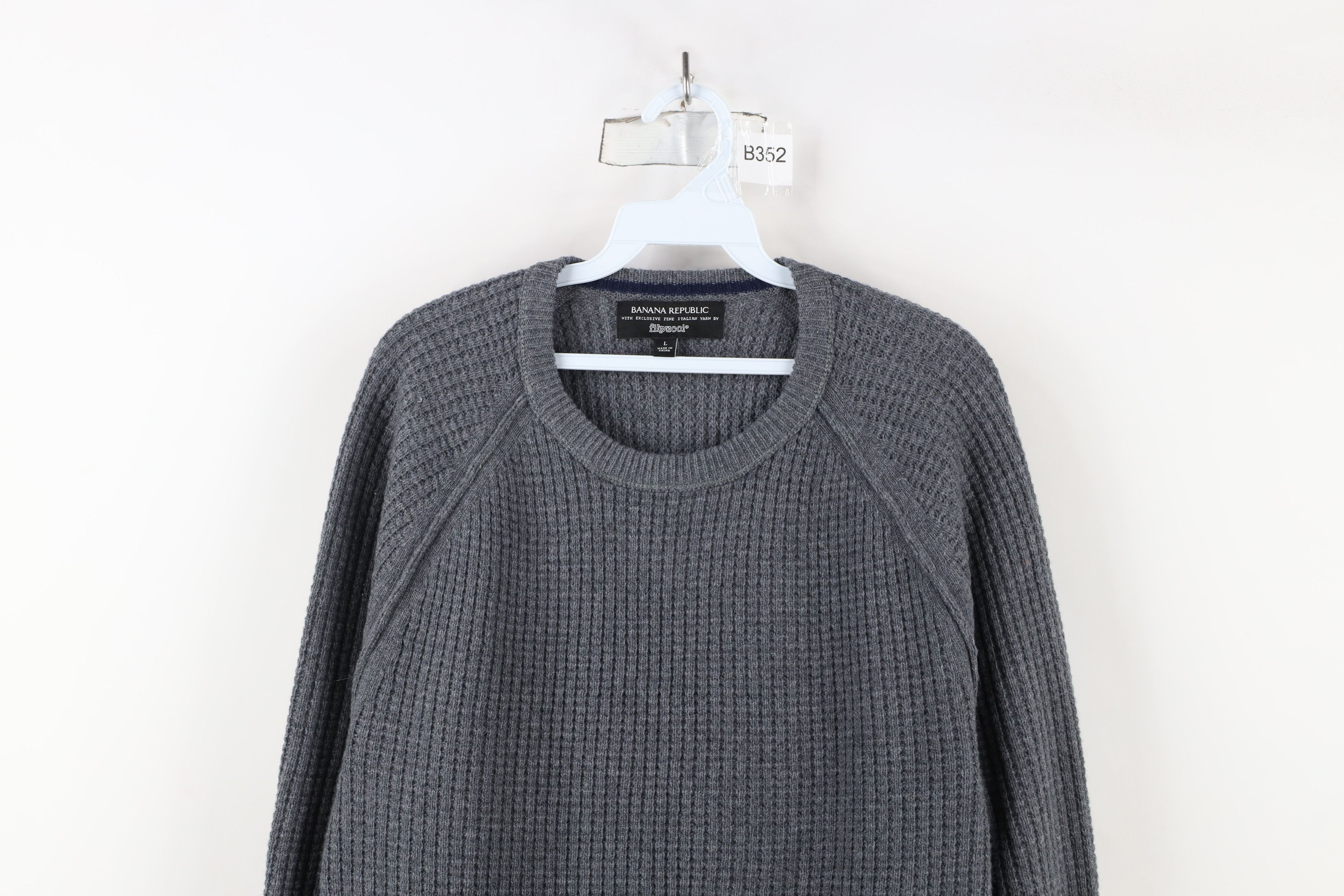 Banana Republic × Vintage Banana Republic Italian Yarn Wool Thermal Knit Sweater Gray Size US M / EU 48-50 / 2 - 2 Thumbnail
