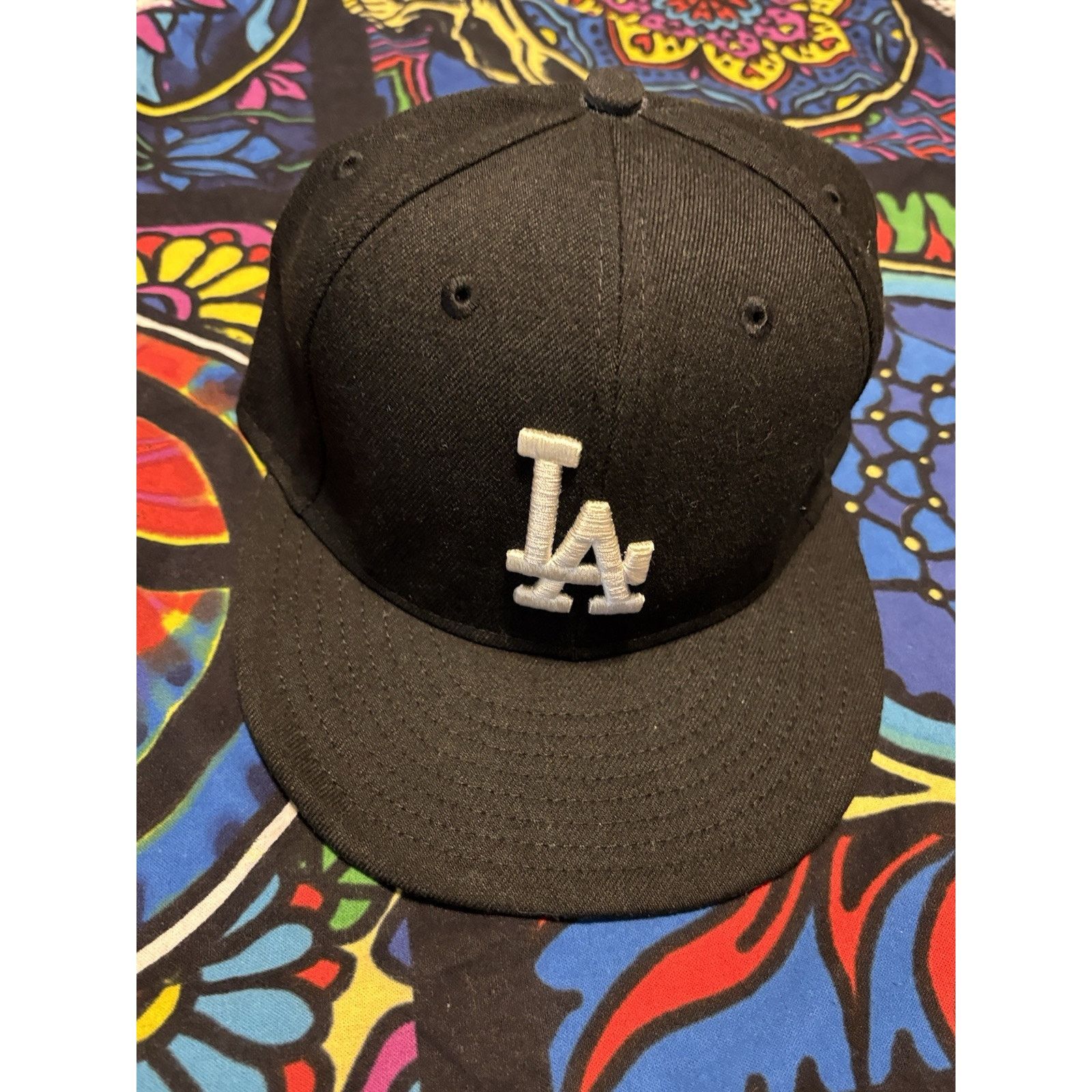 New Era Los Angeles Dodgers Black flex fit 7 5/8 Size ONE SIZE - 1 Thumbnail