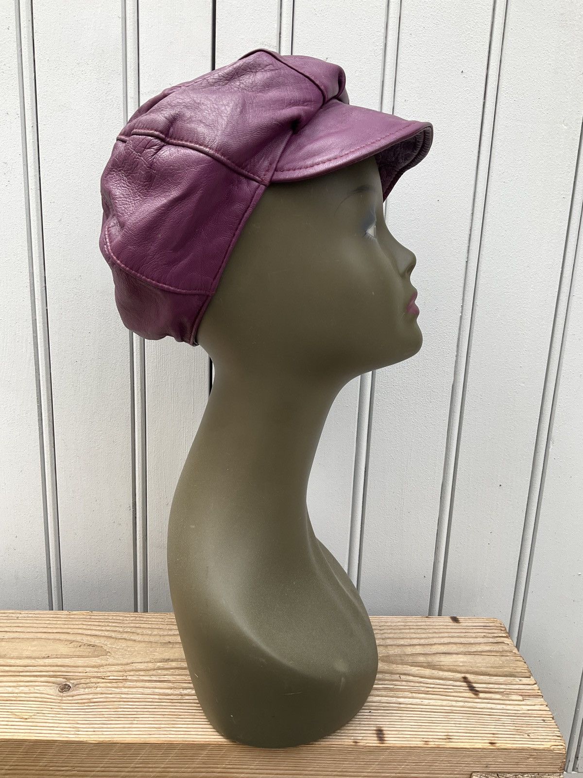Vintage Vintage 90's purple leather cap Size ONE SIZE - 4 Thumbnail