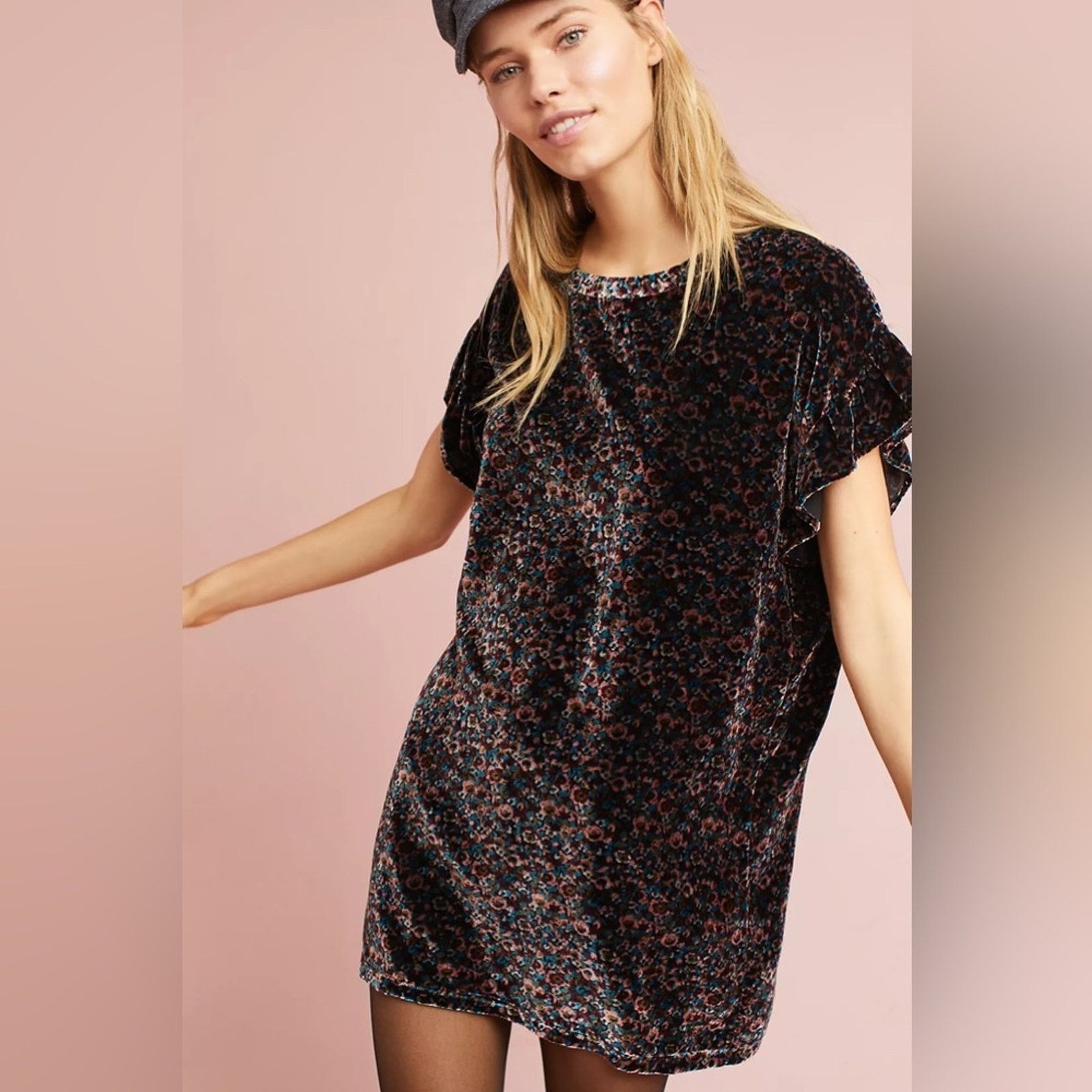 Anthropologie Current/Elliot Velvet Tunic Dress 3 Size L / US 10 / IT 46 - 1 Thumbnail
