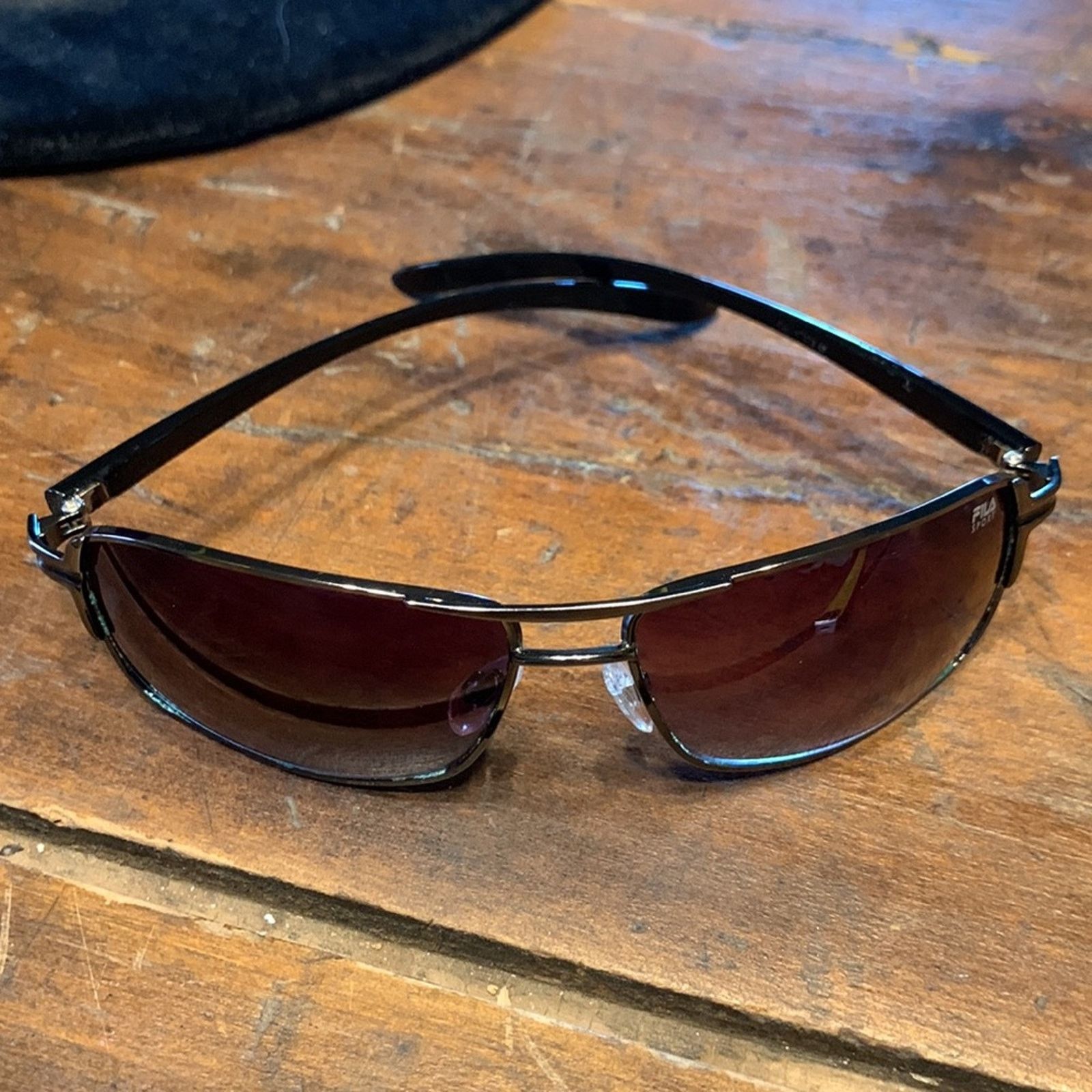 Fila FILA sport sunglasses black metal rectangular gray lenses Size ONE SIZE - 4 Thumbnail