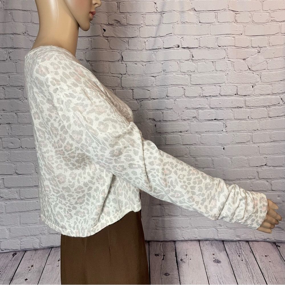 Other Olivaceous Animal Print Long Sleeve Crop Wool Blend Top Swe Size L / US 10 / IT 46 - 4 Thumbnail