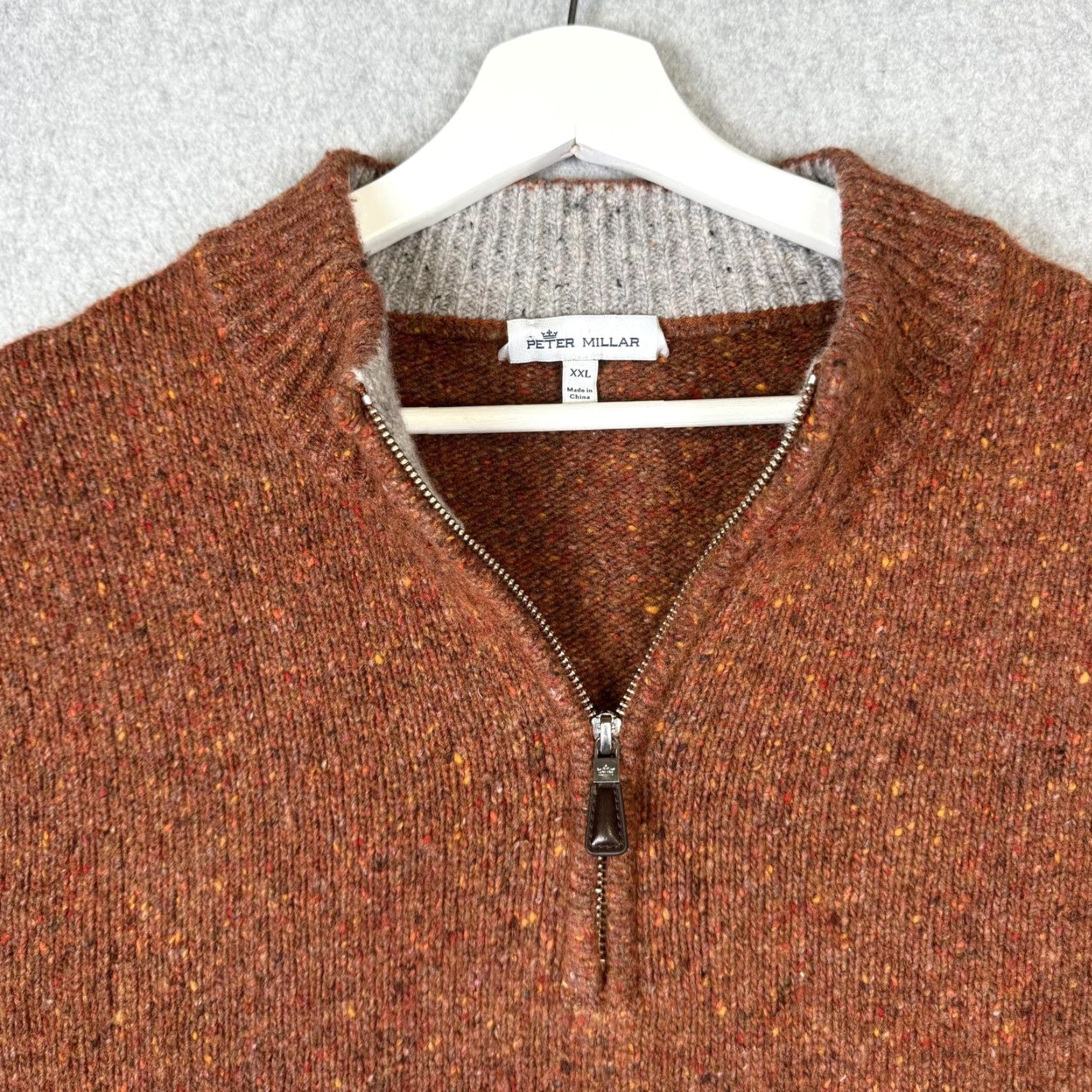 Peter Millar VINTAGE Peter Millar Donegal 1/4 Zip Golf Sweater Mens 2XL Alpaca Burnt Orange MSRP 78 Size US XXL / EU 58 / 5 - 3 Thumbnail