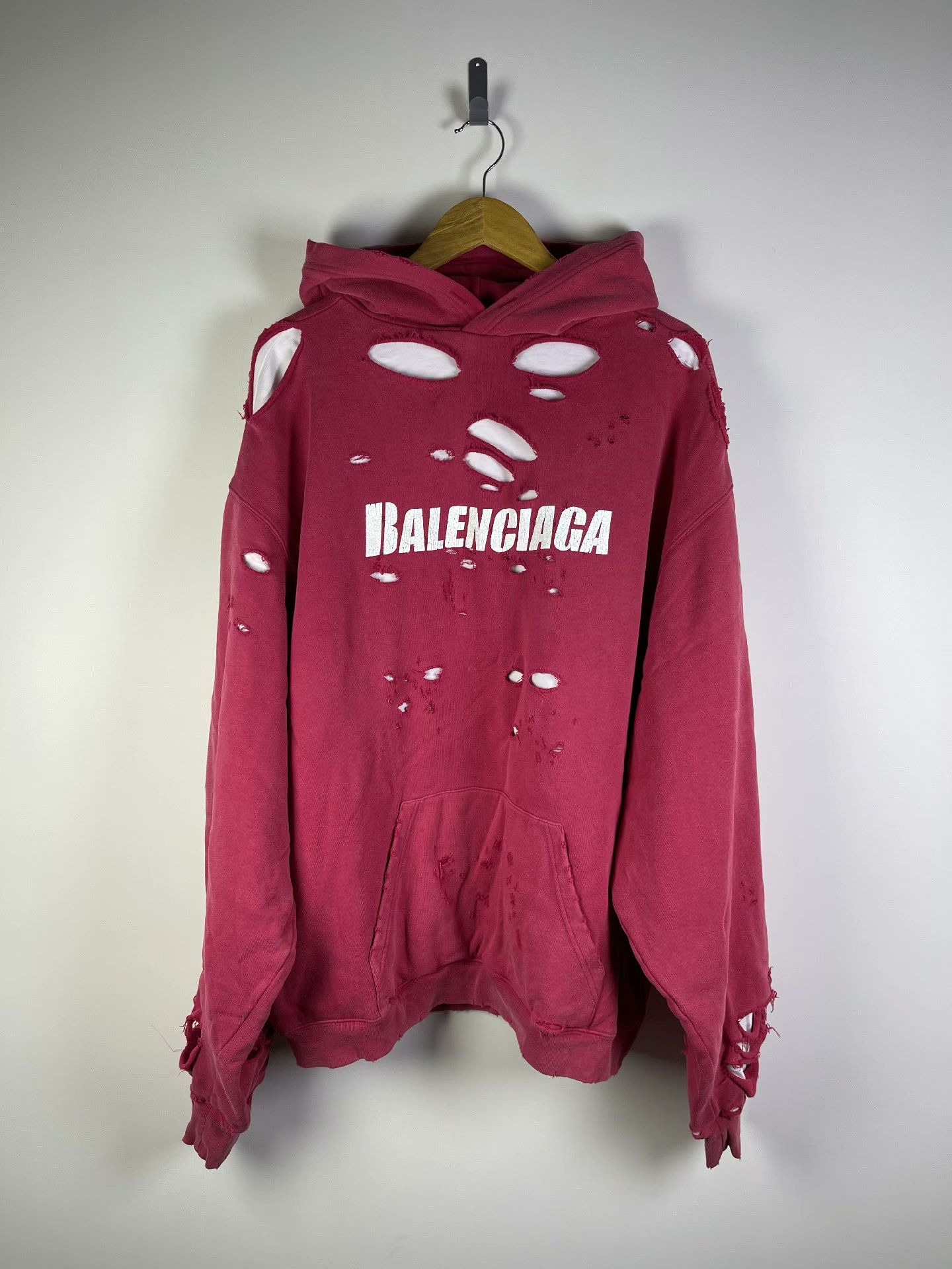 Balenciaga Balenciaga Distressed Hole Fake Two-Piece Hoodie Size US S / EU 44-46 / 1 - 1 Thumbnail