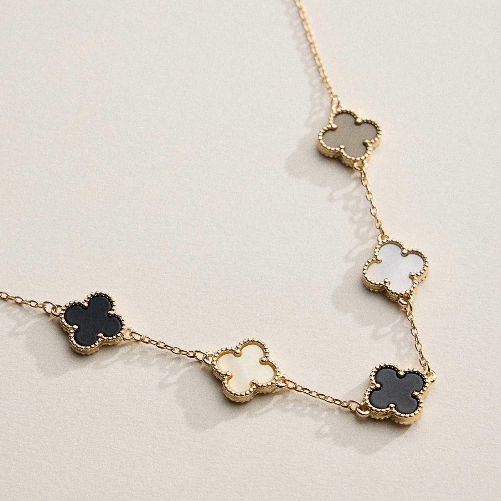 Other Gold Chain Clover Necklace with Shell Inlay Charms Size ONE SIZE - 5 Thumbnail