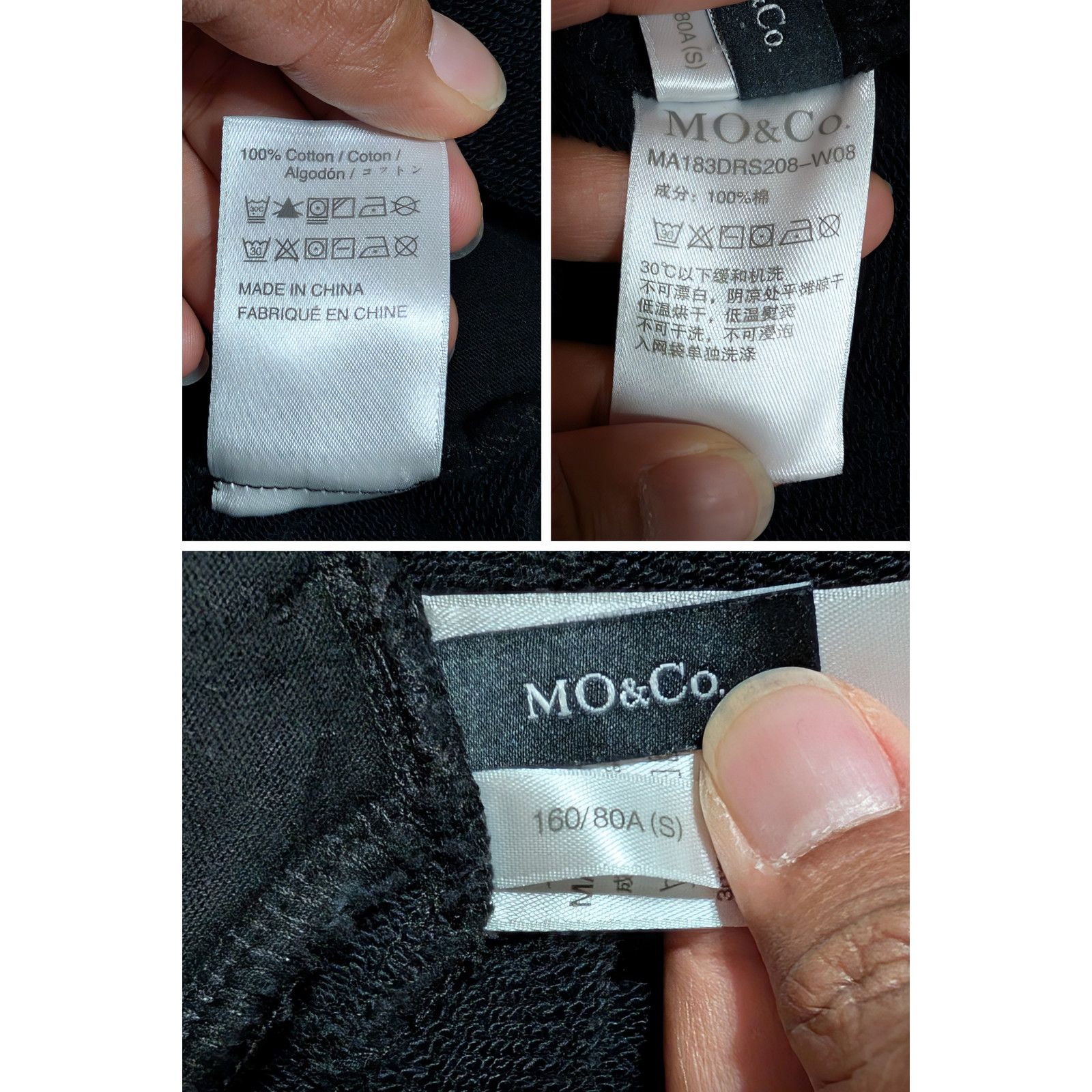 MO&Co Black Longline Cotton Hoodie Sweatshirt Size S Womens