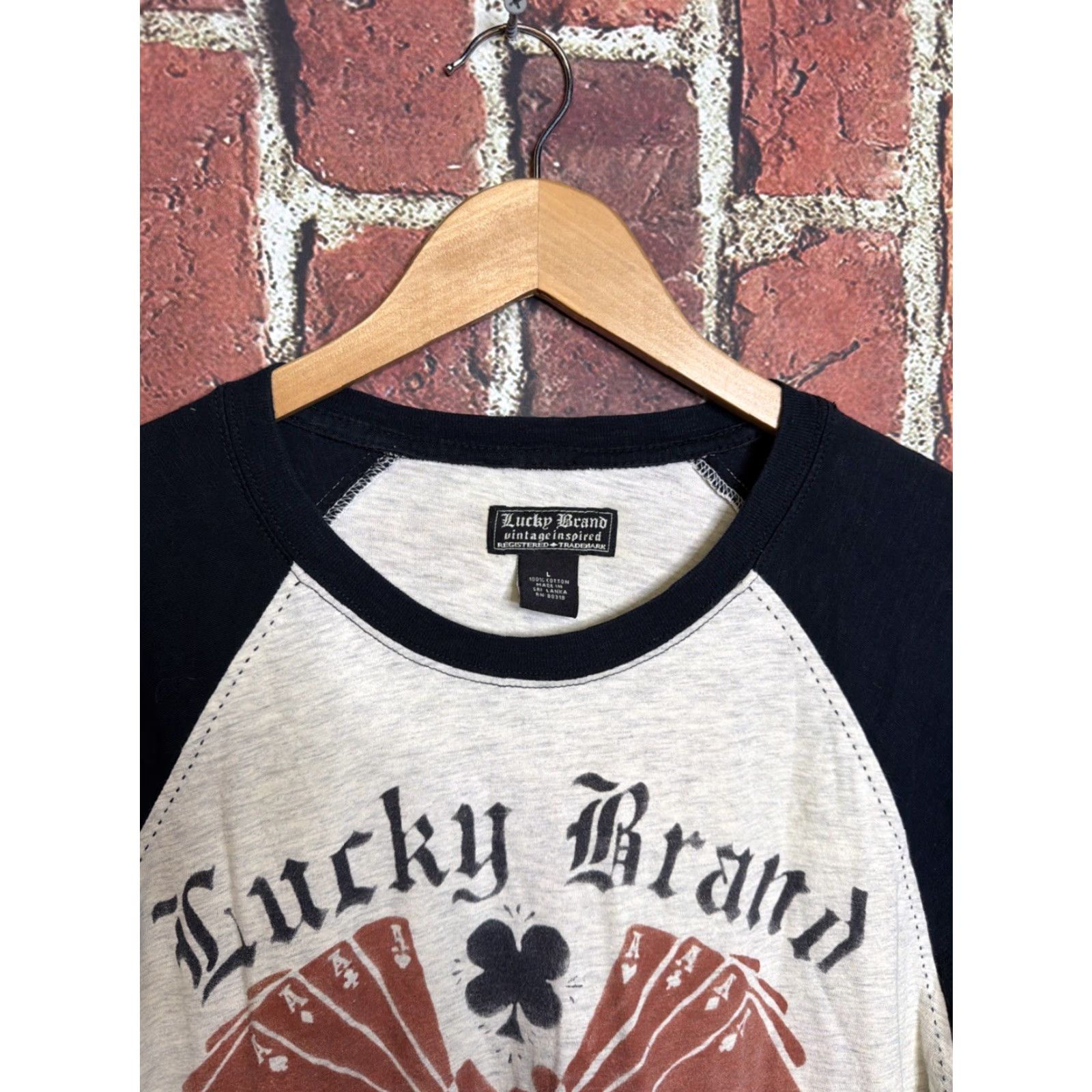 Lucky Brand Lucky Brand Raglan Shirt Mens Large Gray Black Too Tough To Die Classic Fit Size US L / EU 52-54 / 3 - 2 Thumbnail