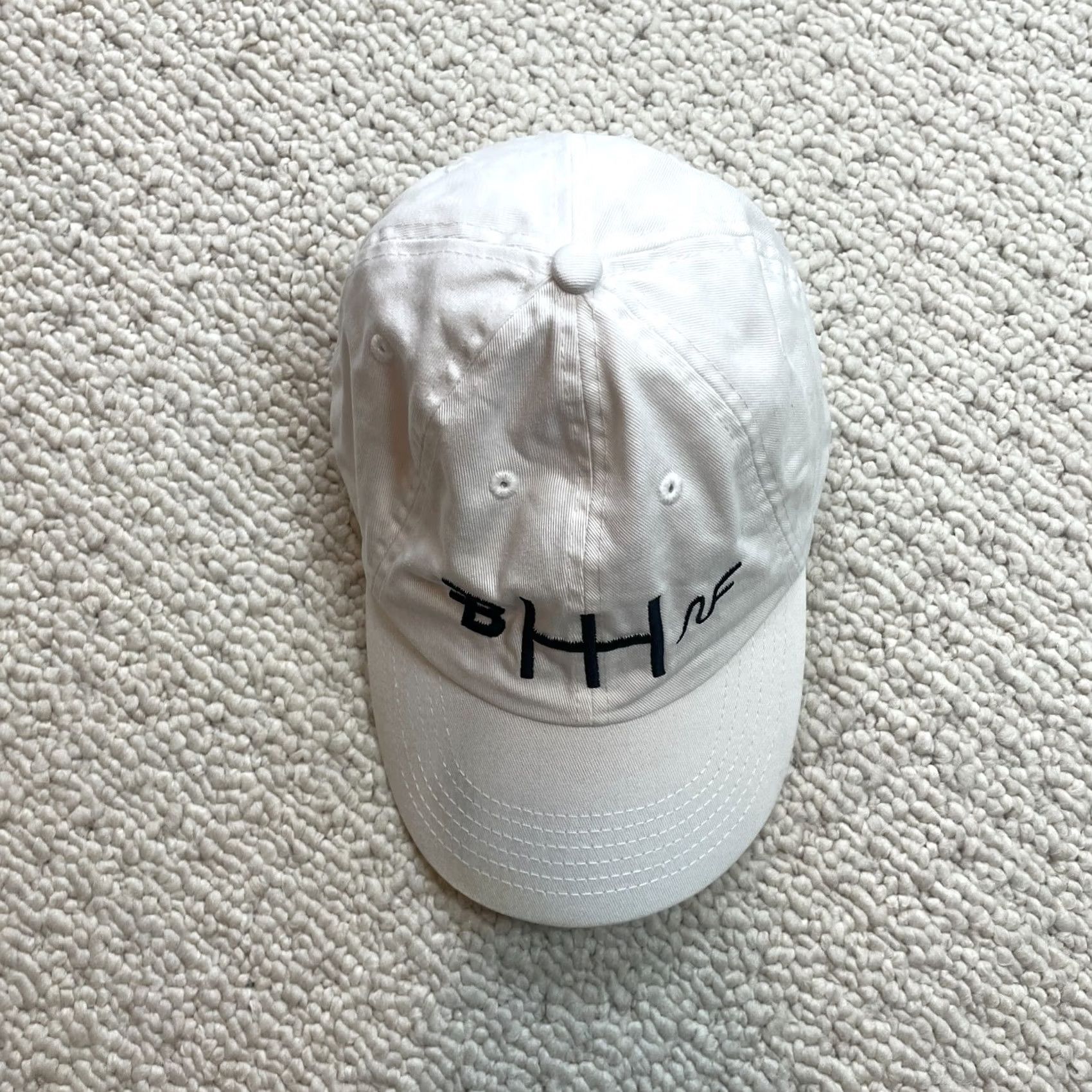 Bally Unbranded Adjustable Baseball Cap Hat White Black Logo Cotton OSFM Adult Baseball Cap Hat White Black Logo Cotton OSFM Adult Size ONE SIZE - 3 Thumbnail