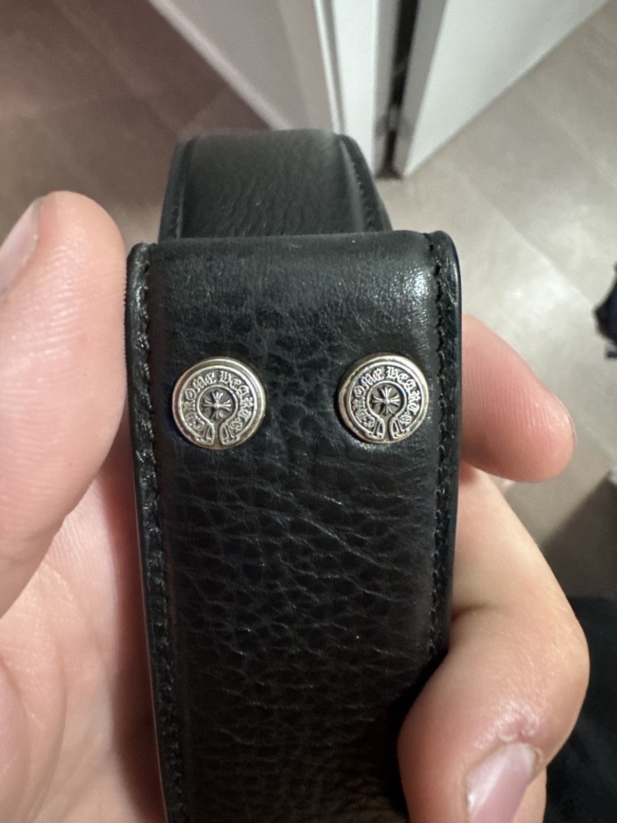 Chrome Hearts 1.5 Inch Black Leather Belt Strap