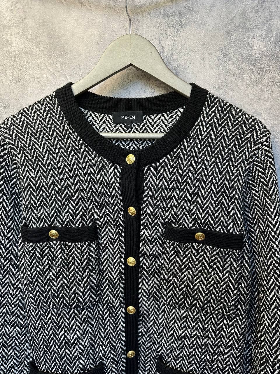 Designer × ME+EM RRP 440$ ME + EM Chevron Pattern Round Neck Knitted Jacket Size M / US 6-8 / IT 42-44 - 5 Thumbnail