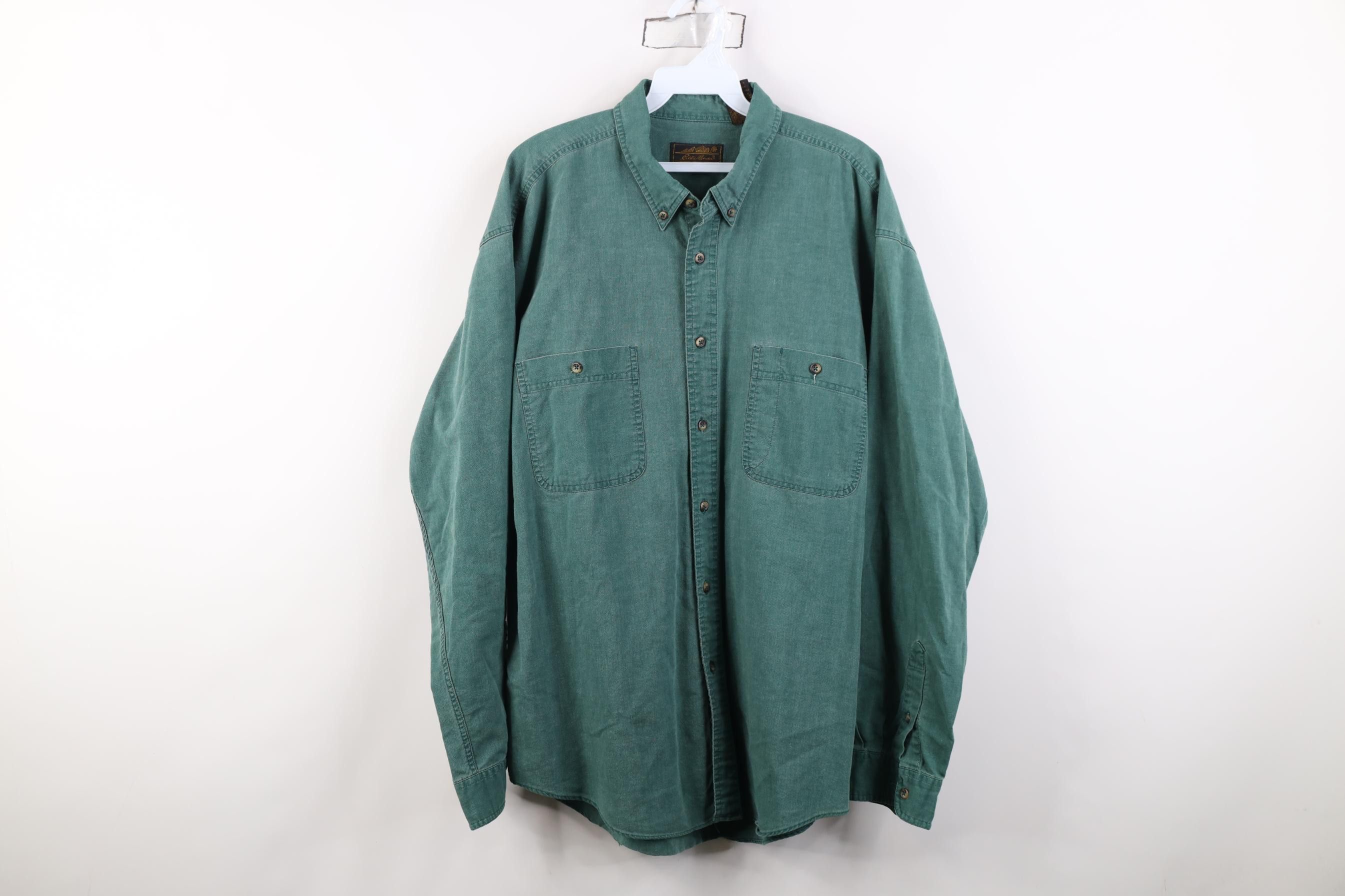 Eddie Bauer Vintage 90s Eddie Bauer Collared Button Down Shirt Green Size US XL / EU 56 / 4 - 1 Thumbnail