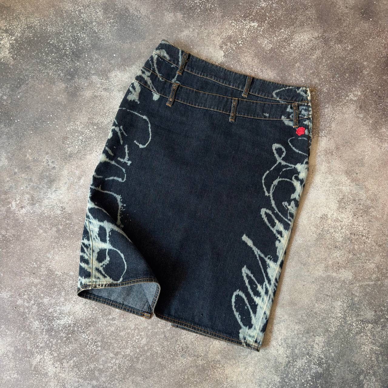 Moschino × Vintage Moschino Jeans Vintage Washed Denim Midi Skirt Size 29" - 2 Thumbnail