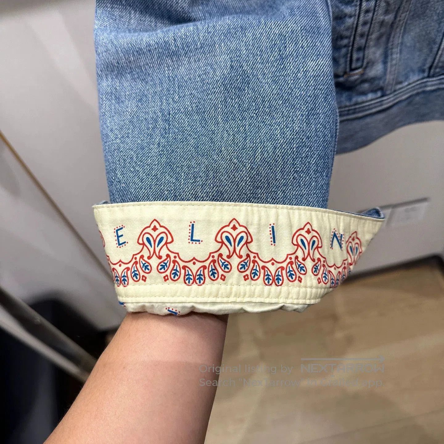 Celine Blue Denim Jacket with Embroidered Cuffs (S). Size US S / EU 44-46 / 1 - 6 Thumbnail