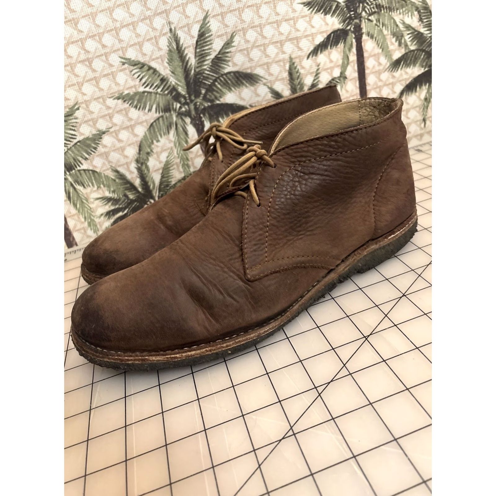 Frye Men\'s Chukka Ankle Boots Size 10 D Brown Leather Lace-Up Crepe Soles The sh Frye Shoes Mens Size 11.5 45 Brown Leather Lace Up Chukka  main image 2