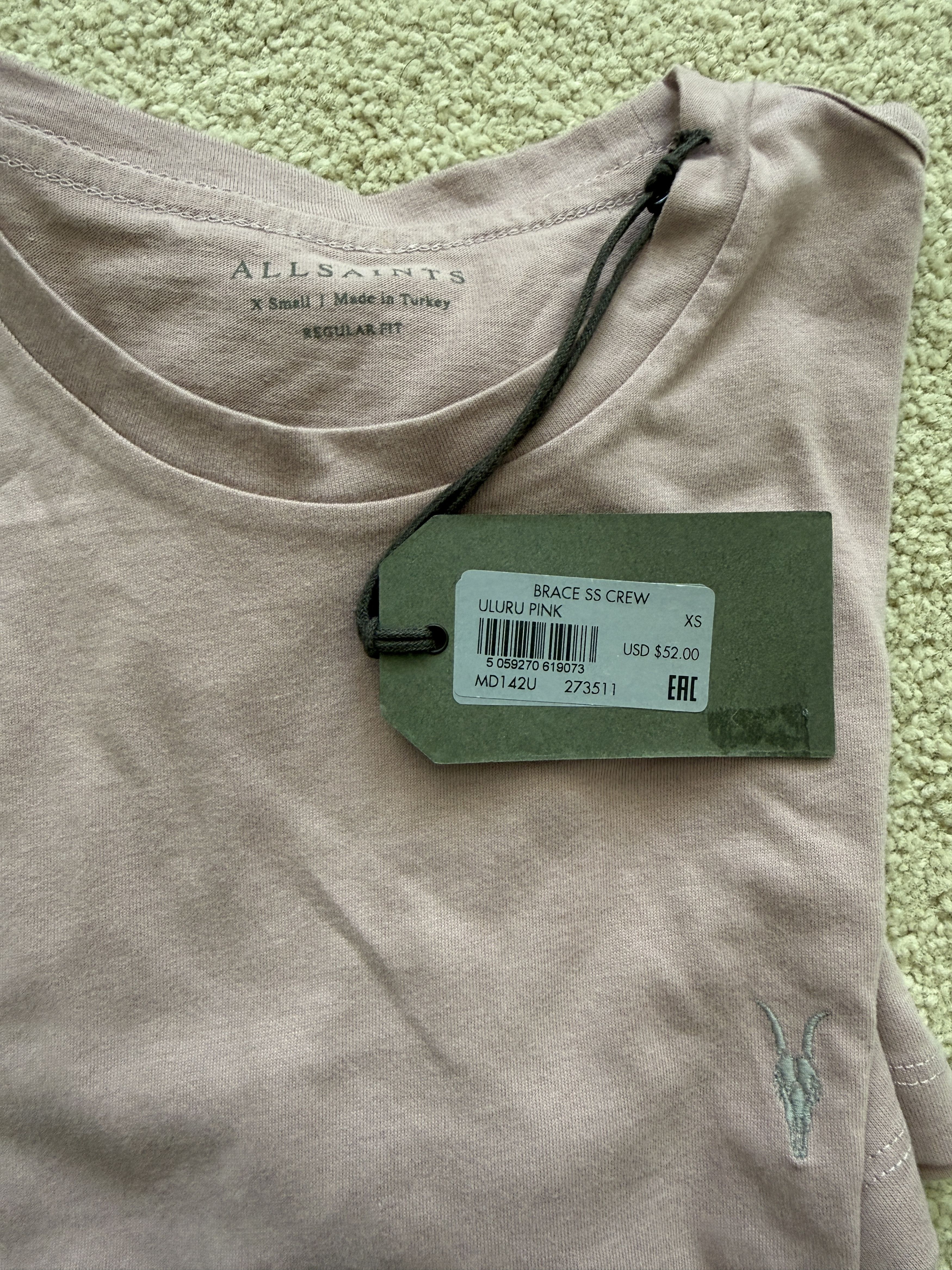 Allsaints New All Saints XS Mens Light Pink Tee Shirt Size US XS / EU 42 / 0 - 2 Thumbnail