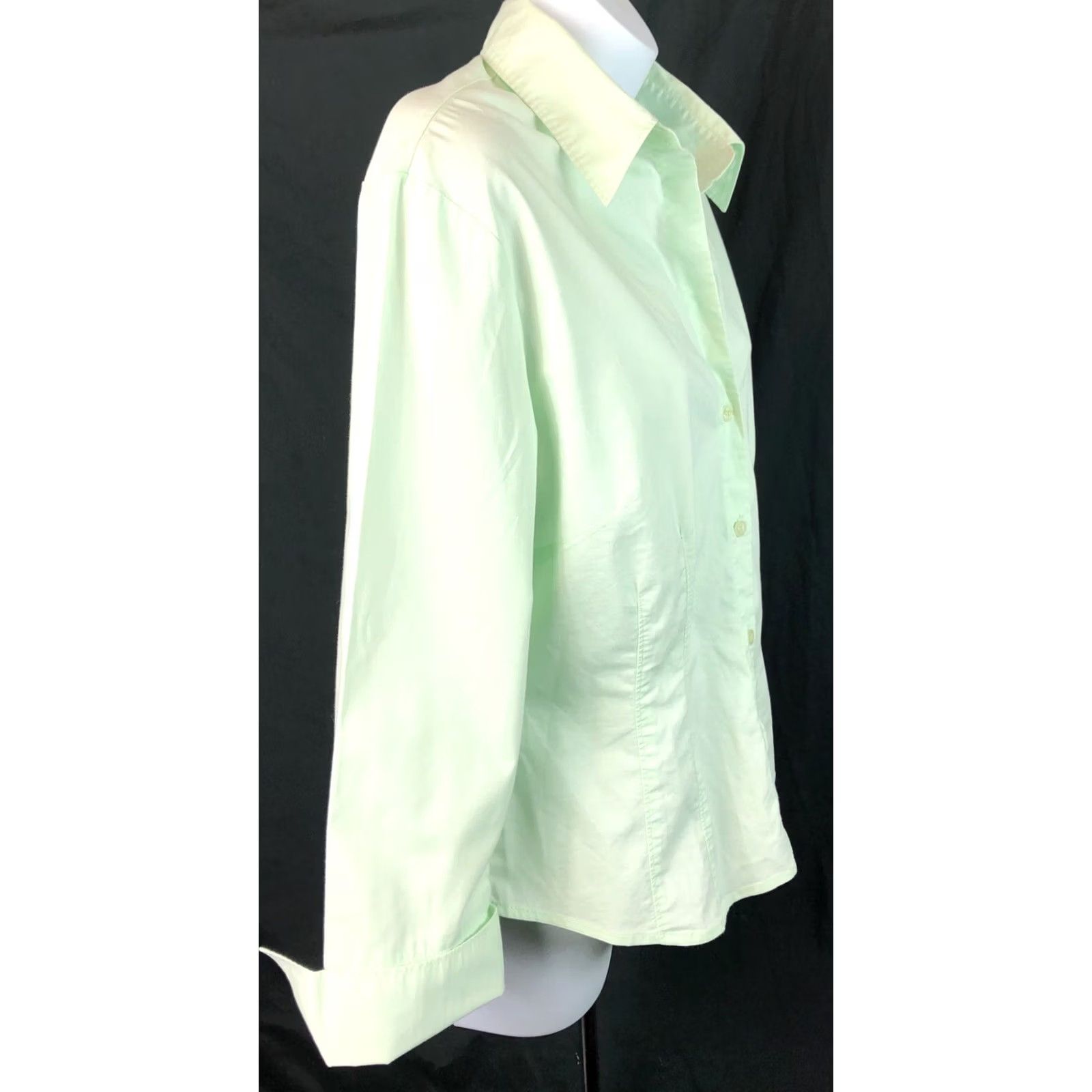 CO VINTAGE NY & Co Top L Lt Green Button Up Cuffed 3/4 Sleeves Collar Y2K Capsule Size L / US 10 / IT 46 - 2 Thumbnail