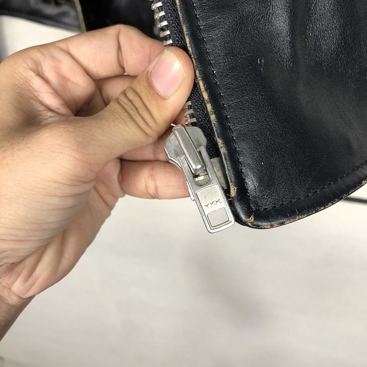 A.P.C. 🔥VINTAGE BIKE LEATHER JACKET APC DOUBLE COLLAR ISSEY MIYAKE Size US M / EU 48-50 / 2 - 13 Thumbnail