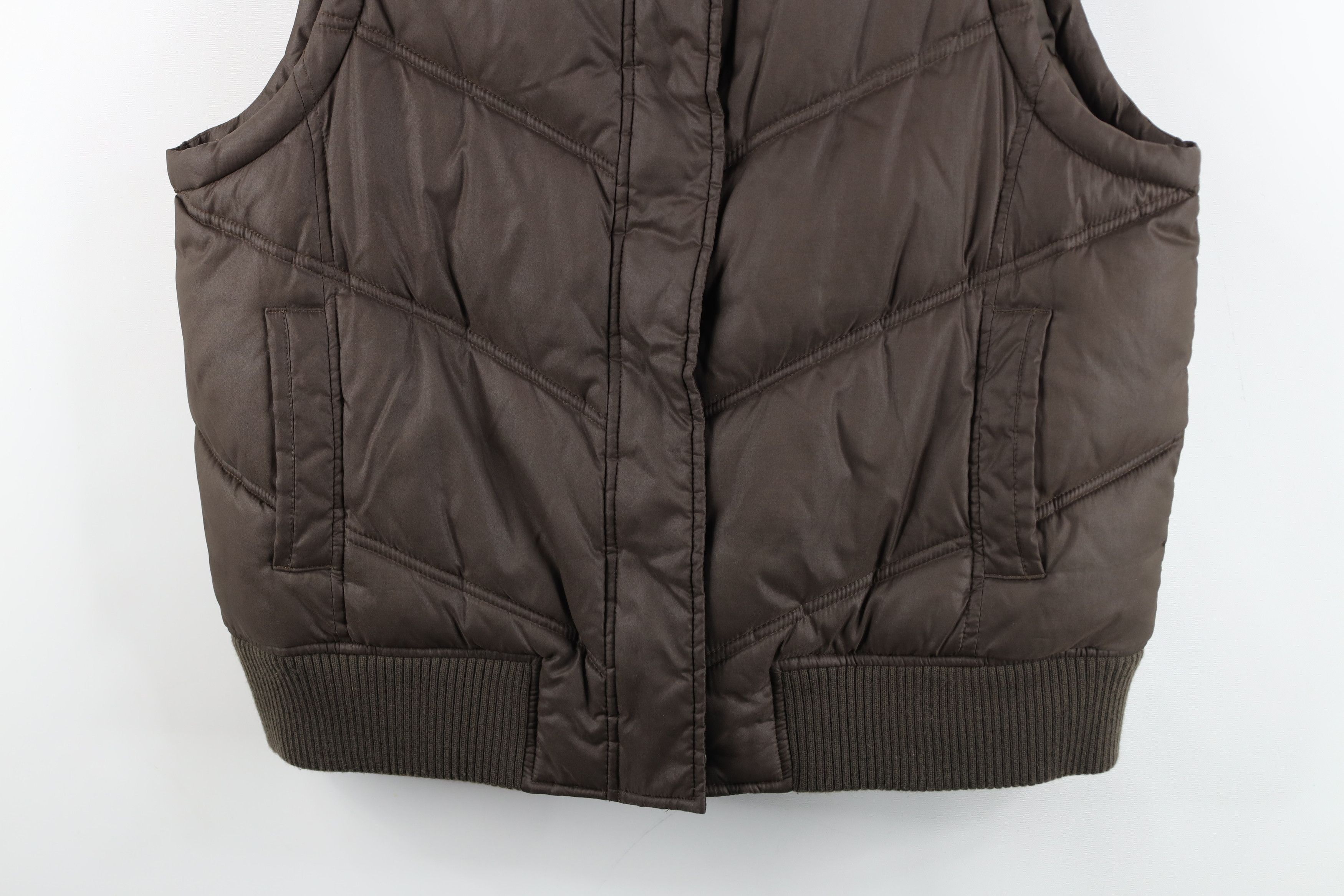 Vintage Y2K Gap Blank Full Zip Puffer Vest Jacket Brown