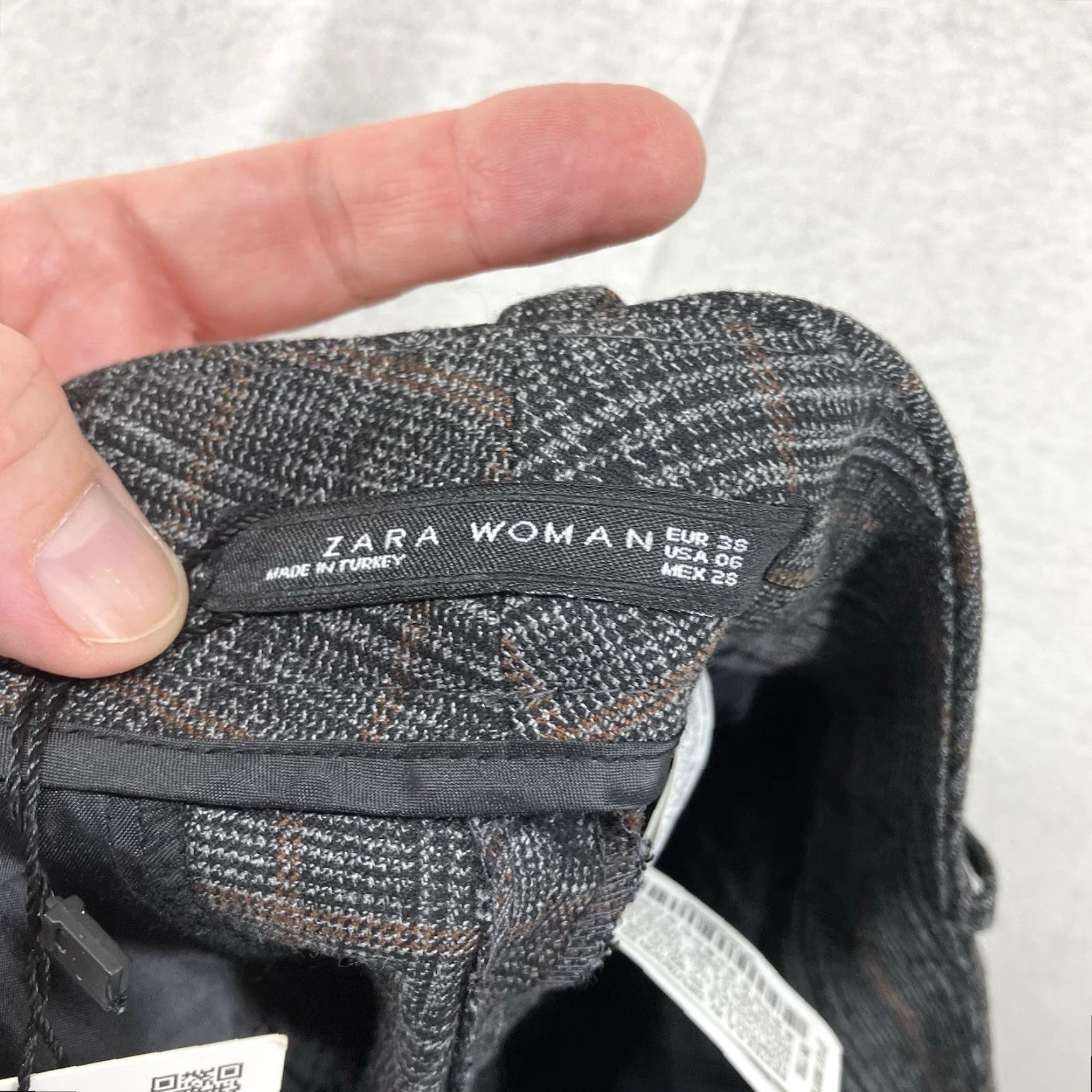 Zara ZARA NWT Women's Ankle Pants Tapered Plaid Grey Brown Preppy Old Money Size 6 Size 28" / US 6 / IT 42 - 3 Thumbnail