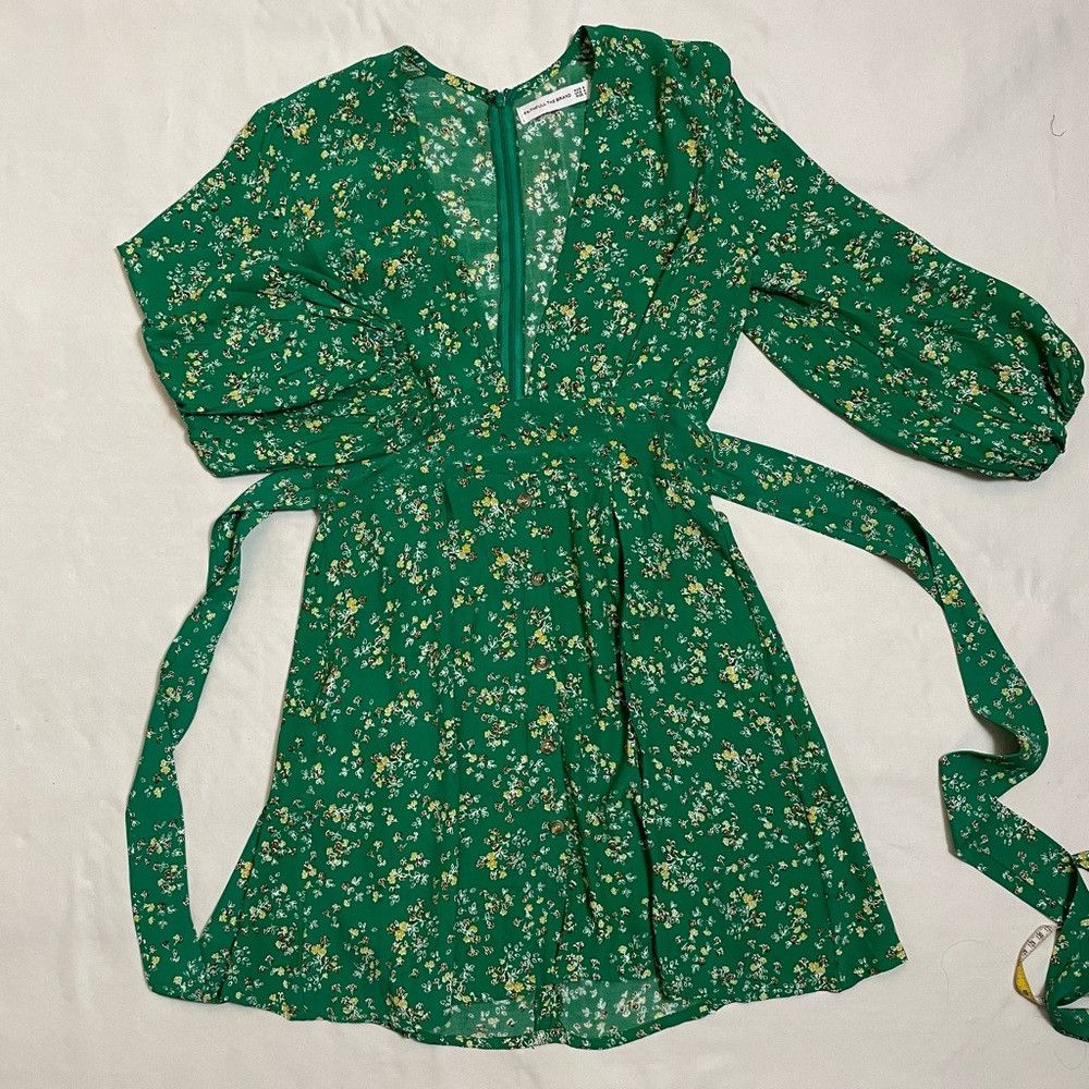 FAITHFULL Faithfull The Brand Margo Green Floral Mini Dress Size S Size S / US 4 / IT 40 - 7 Thumbnail