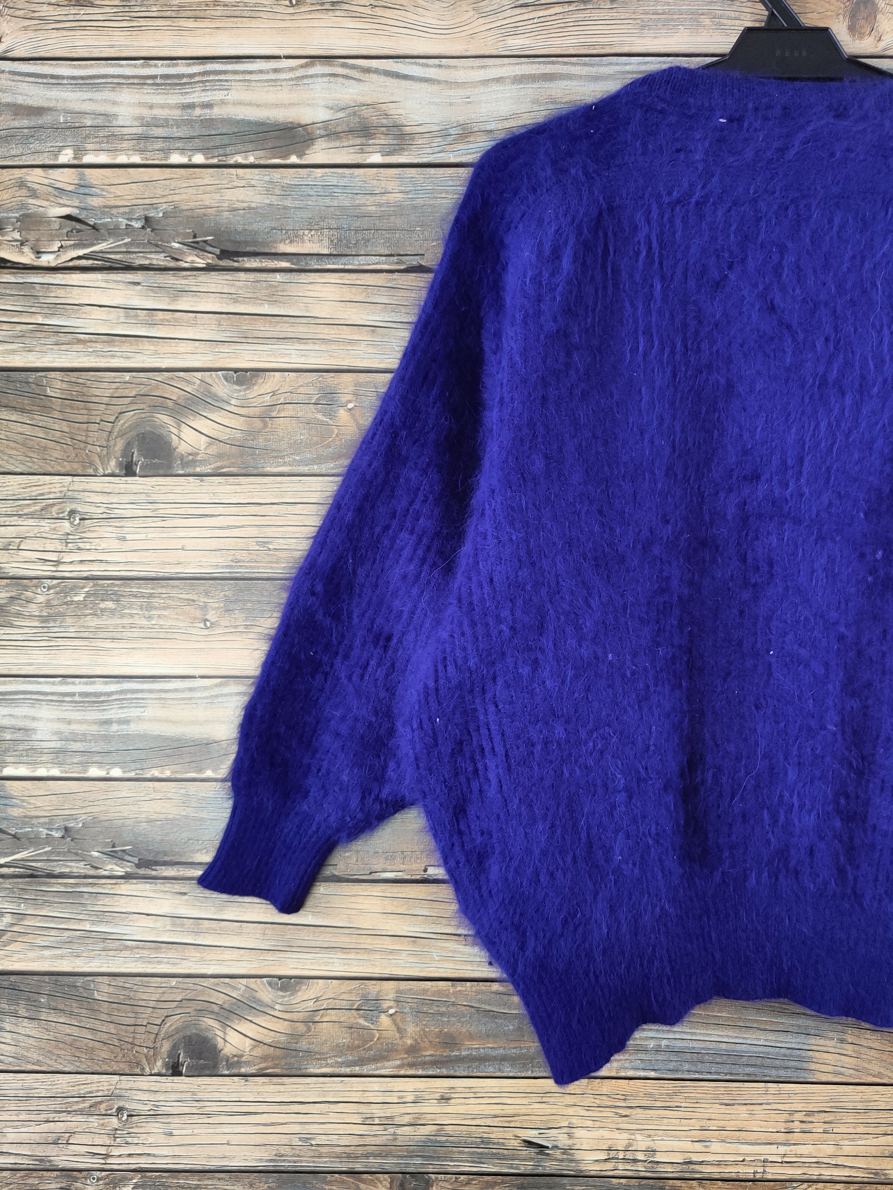 Japanese Brand DL Sundose Blue Fur Mohair shaggy Knitwear #46-992 Size L / US 10 / IT 46 - 8 Thumbnail