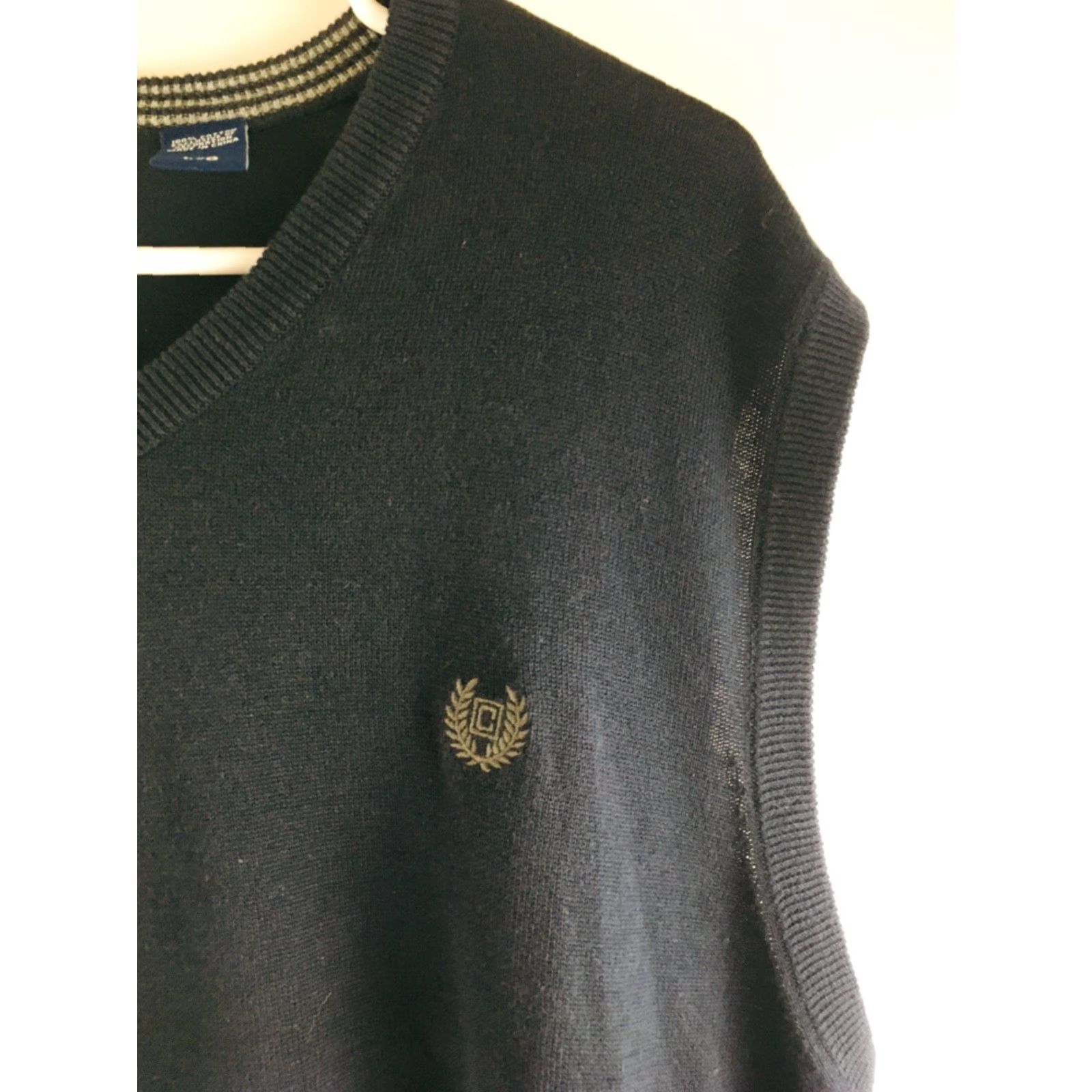 Chaps Chaps Sweater Vest Men Navy Blue Sleeveless Top V-Neck Ribbed Trims Large Size Size 42R - 4 Thumbnail