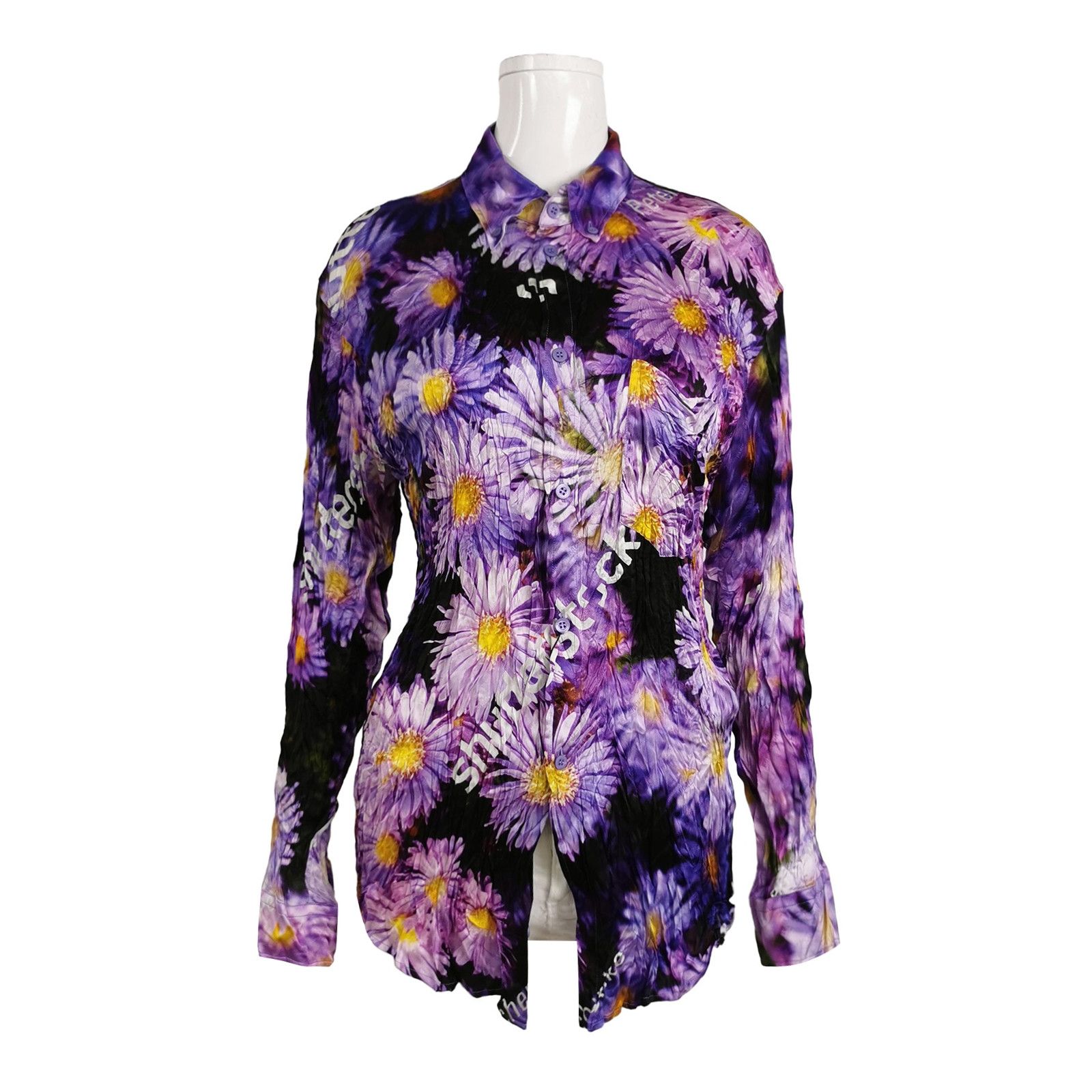 Balenciaga Balenciaga Purple Floral Silk Collared Shirt XXS Size XXS / US 00 / IT 34 - 1 Thumbnail