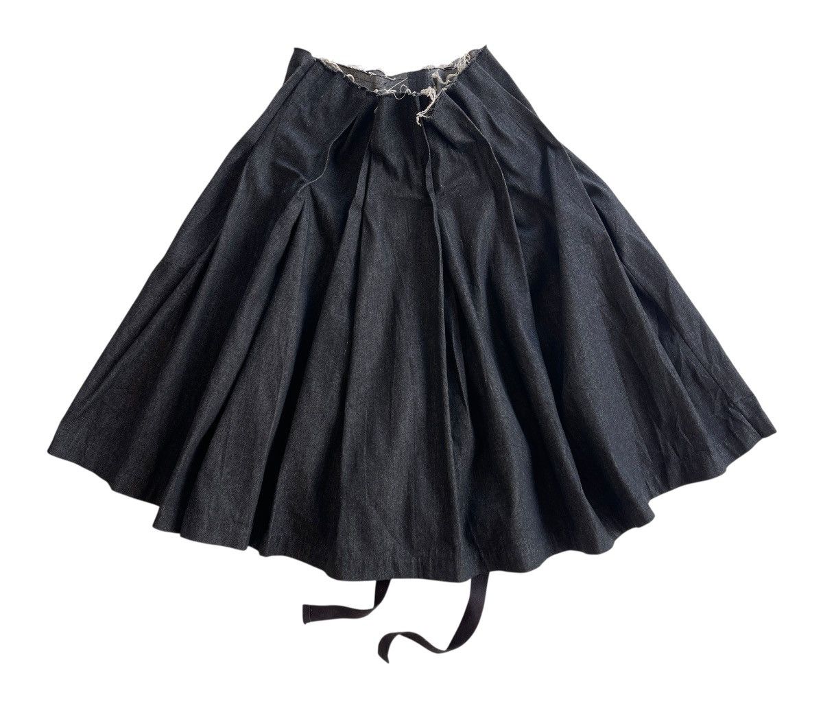 Tricot Comme des Garcons AD1998 Runway Raw-Edge Denim Skirt Tie Waist Size 31" - 7 Thumbnail