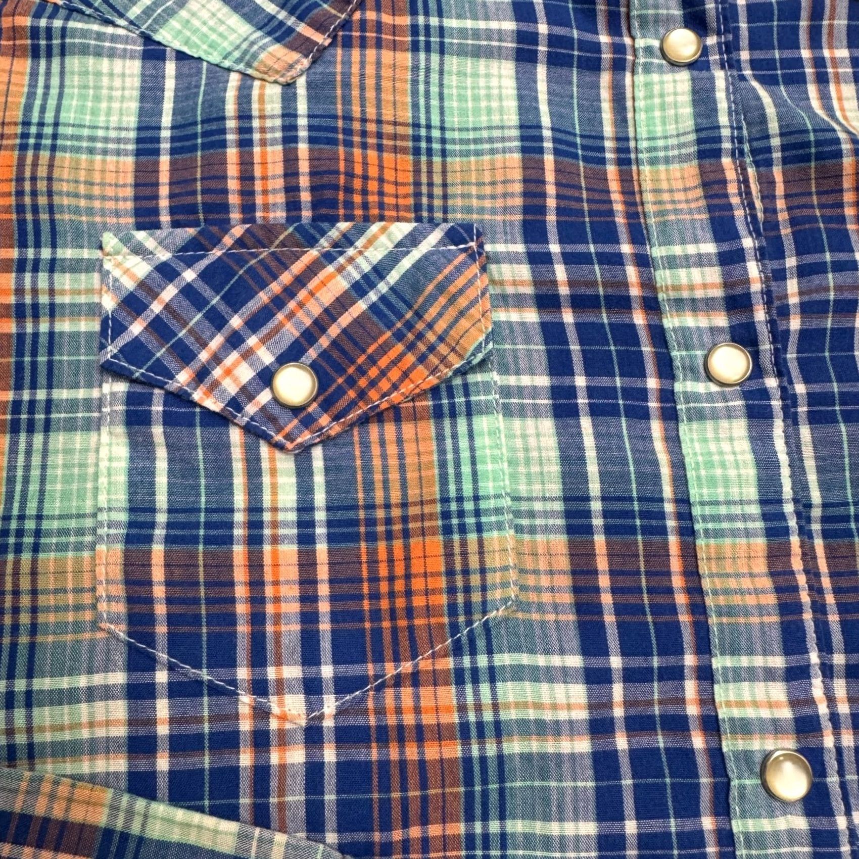Wrangler Wrangler Shirt Womens S Western Pearl Snap Button Down Blue Orange Plaid Top Size S / US 4 / IT 40 - 4 Thumbnail
