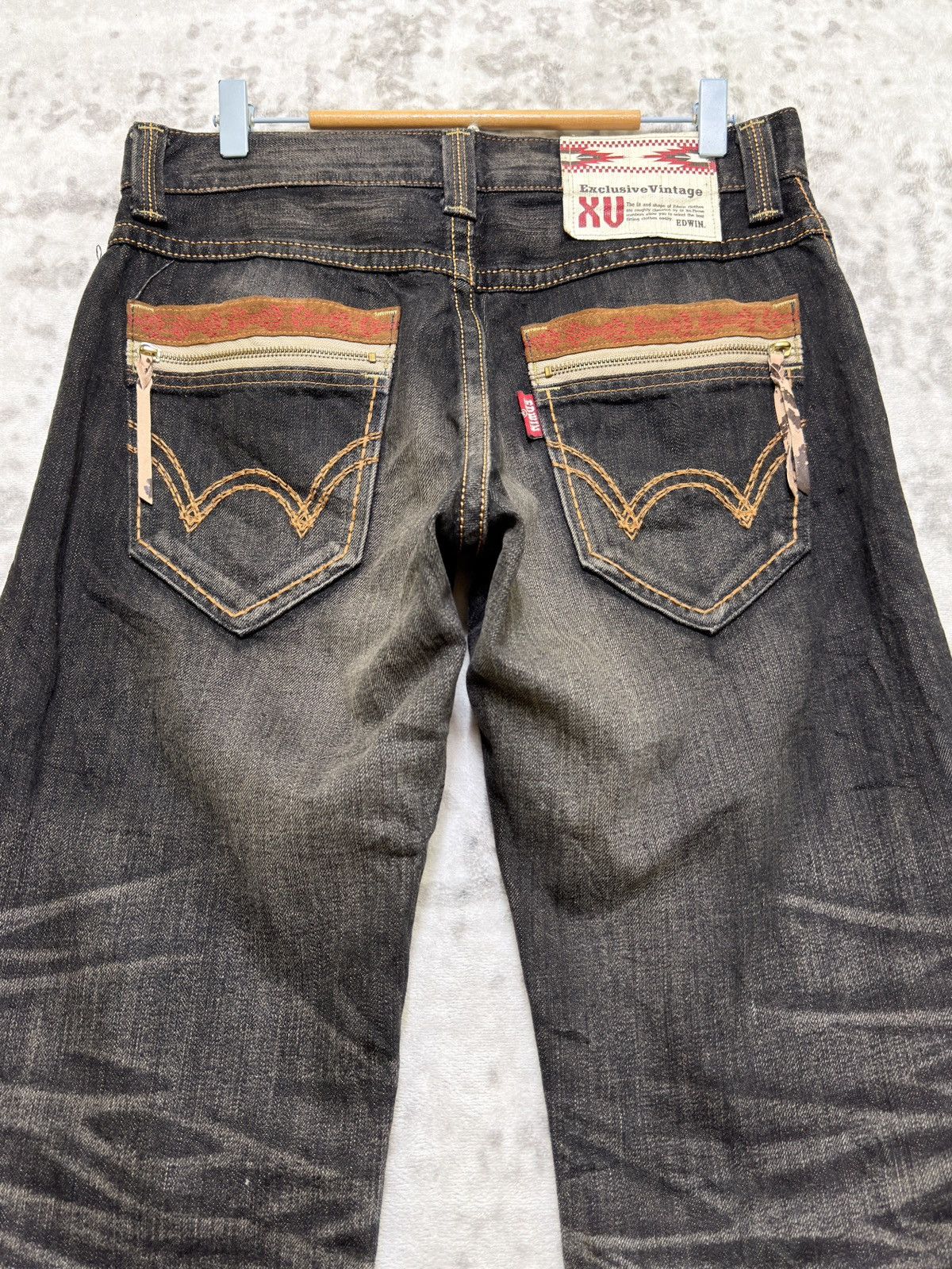 Kapital Edwin 434XVS Vintage Faded Black Denim Honeycomb Whisker Fit Size US 32 / EU 48 - 9 Thumbnail