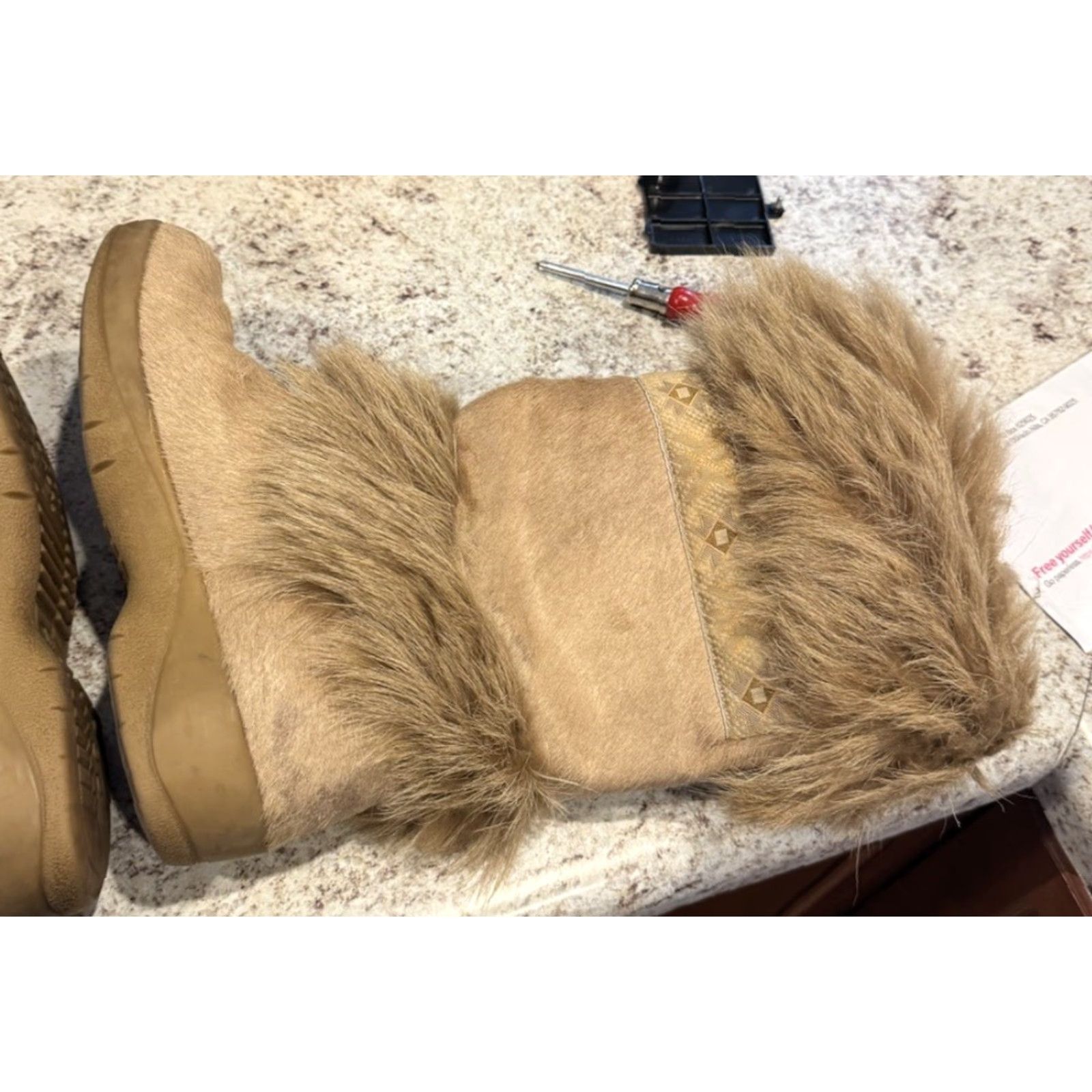 Vintage Tecnica Women’s Fur Apres Ski Winter Snow Boots Pull On Size 8 Tan Light Tan Boots Womens Winter Ski Footwear 39.5 EU Size US 6 / IT 36 - 5 Thumbnail