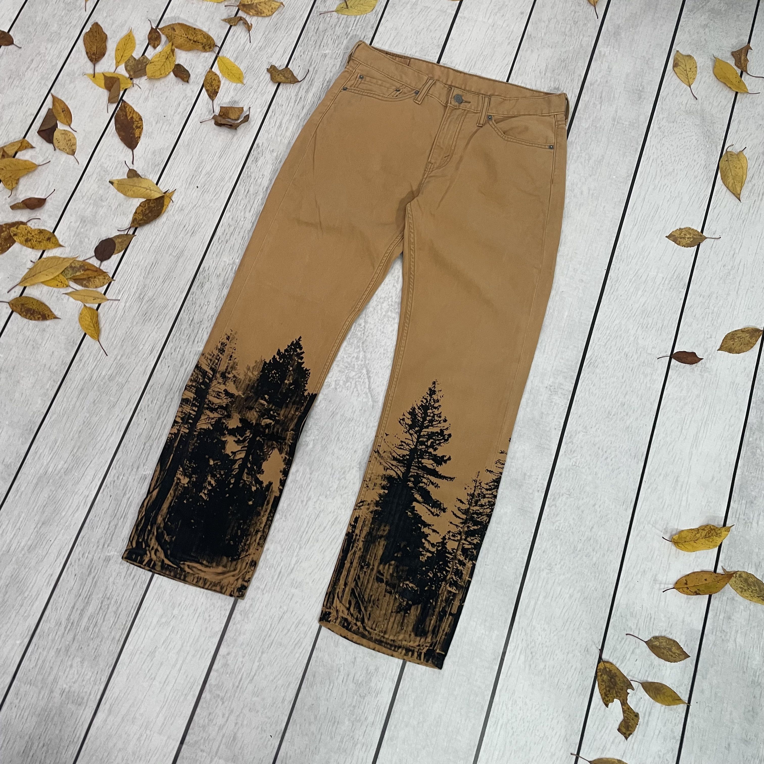 Levi's Custom Levi's art 1of1 forest tree nature flora opium y2k Size US 34 / EU 50 - 3 Thumbnail