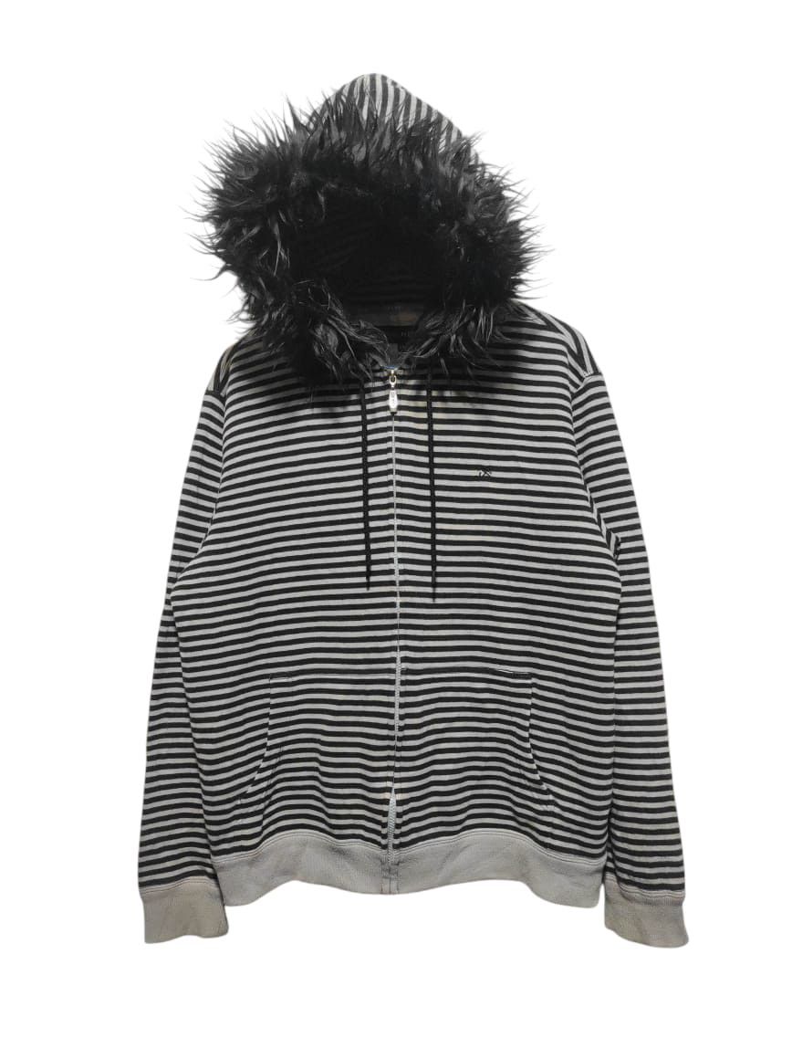 John Henry Stripe Zip Fur Hoodie LGB style
