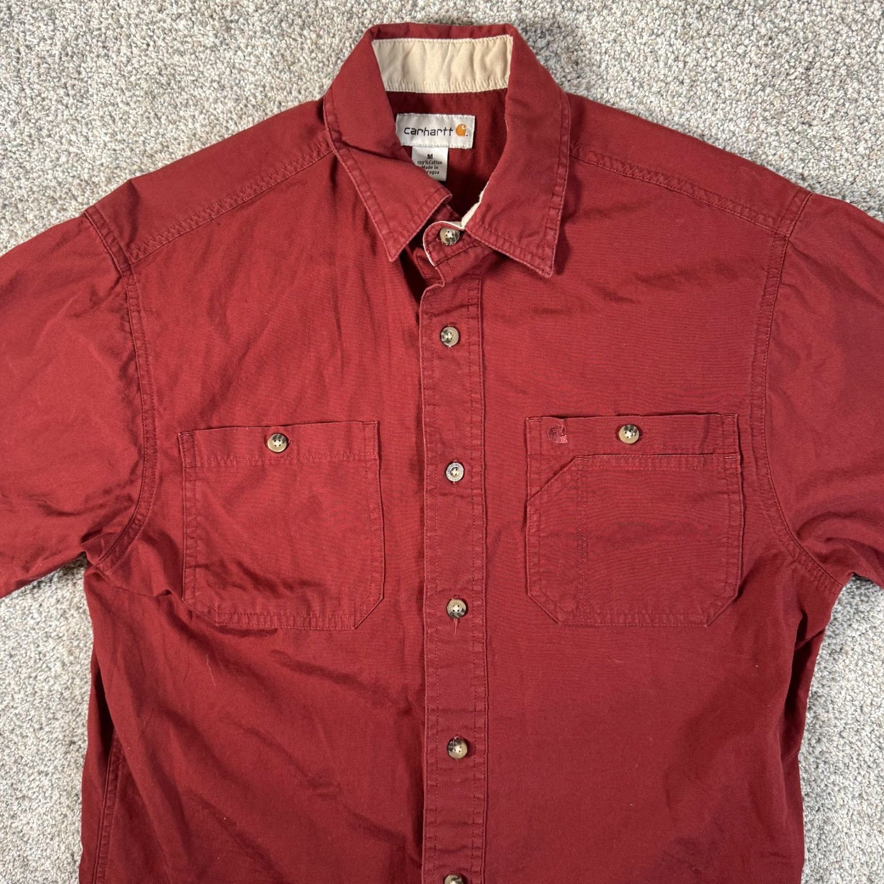 Carhartt Carhartt Shirt Mens Medium Red Short Sleeve Button Front Workwear Casual Size US M / EU 48-50 / 2 - 4 Thumbnail