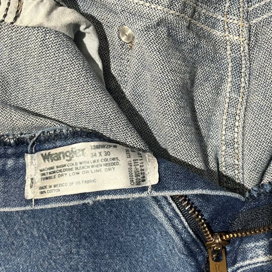 Wrangler Wrangler Mens Blue Cowboy Cut Original Fit Straight Jeans 34x30 Regular Rise Mid Denim 5-Pocket Logo Cowboys Mens Size US 34 / EU 50 - 3 Thumbnail