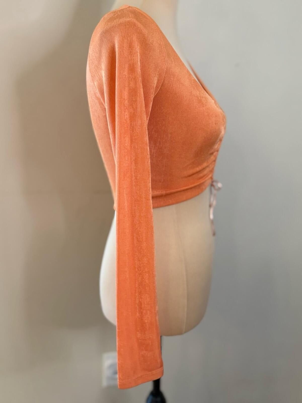 Other Princess Polly orange ribbed crop top ruched bow SZ 4 Size S / US 4 / IT 40 - 2 Thumbnail