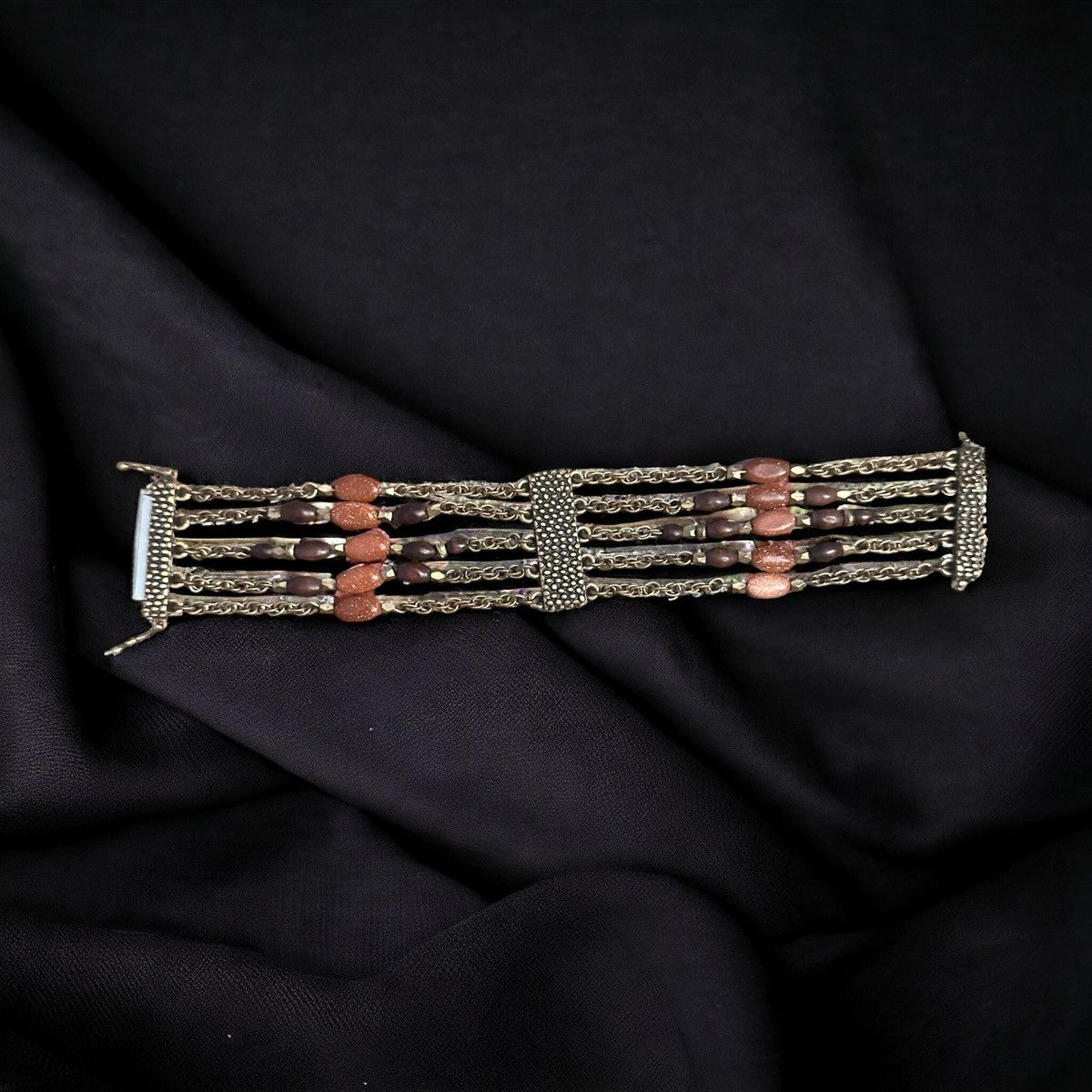 Other Multi strand goldstone and wooden bead wide bracelet Size ONE SIZE - 3 Thumbnail