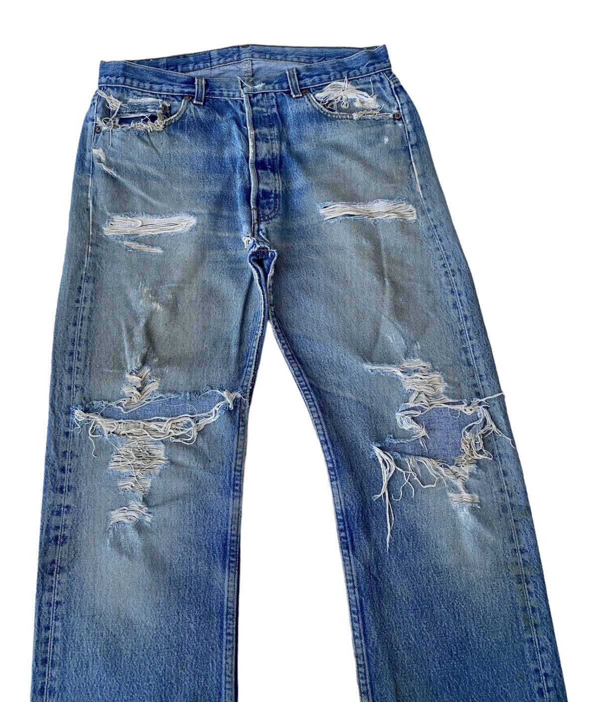 Levi's × Levi's Vintage Clothing VINTAGE LEVIS 501 USA THRASHED DISTRESS DENIM JEANS Size US 34 / EU 50 - 5 Thumbnail