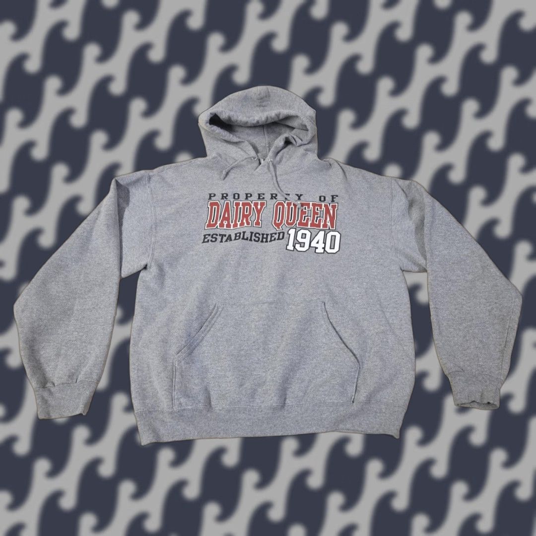 Jerzees Dairy Queen Hoodie Sweatshirt Men L Gray Property Of Established 1940 Graphic Print Logo Kangaroo Pocket Pullover Fleece Jerzees NuBlend Size US L / EU 52-54 / 3 - 1 Thumbnail