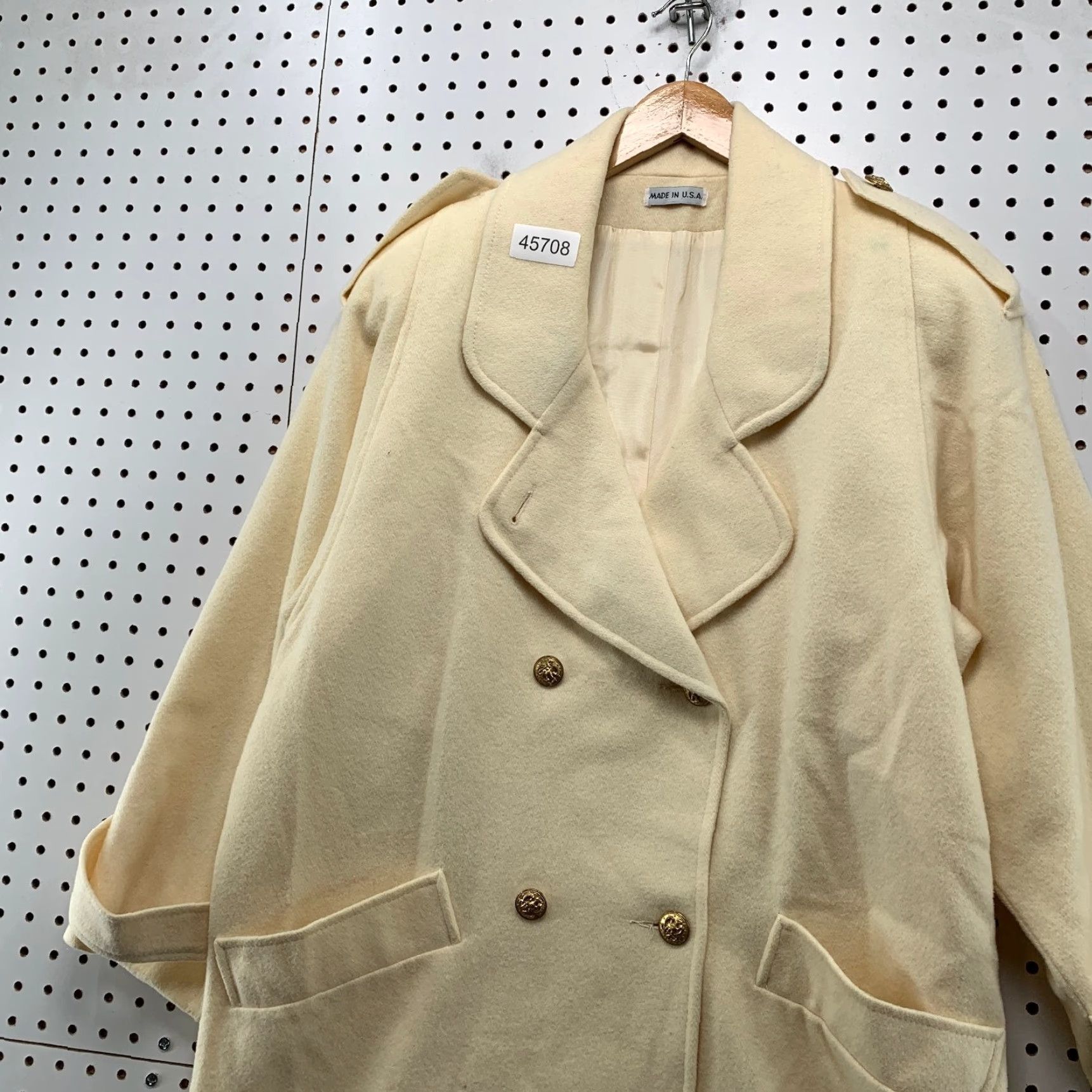 Doublet VINTAGE 100% WOOL Beige Trench Coat Womens 16 XL Double Breasted Made USA Coat Trench Beige Wool 90s Women US Vintage 16 XL Size XXL / US 16-18 / IT 52-54 - 7 Thumbnail