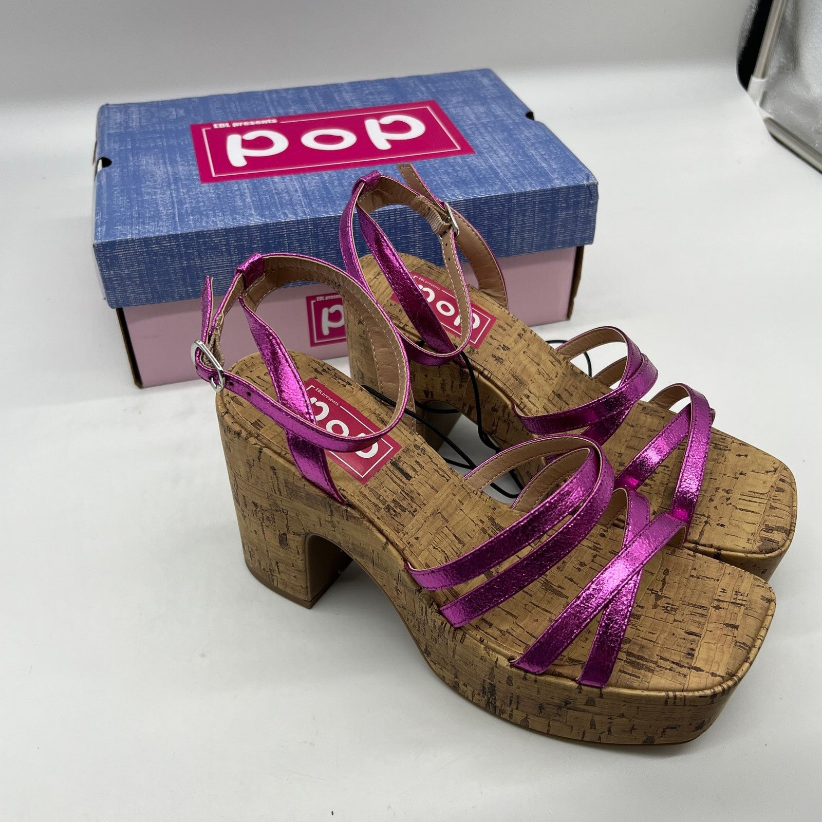 Other Pop Womens Kallie Heeled Sandals Pink Fuschia Multicolor Size US 8 / IT 38 - 3 Thumbnail