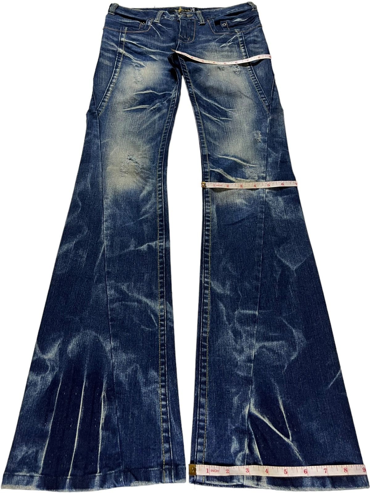 Japanese Brand Vintage Japanese Brand Sick Mud Wash Distressed Flare Jeans Size 29" - 14 Thumbnail
