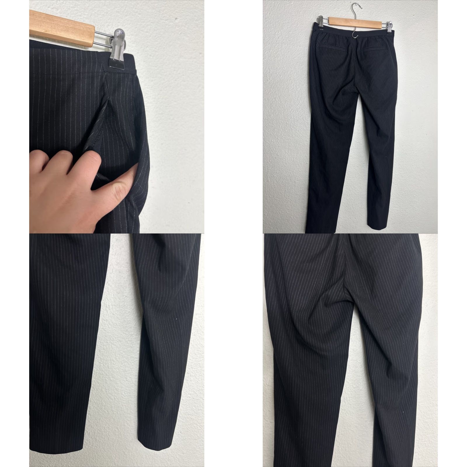 Uniqlo Uniqlo Pants Dress Pants Womens Small Black Pinstripe Polyester Elastane Viscose 26x27 Ladies Size 28" / US 6 / IT 42 - 8 Thumbnail