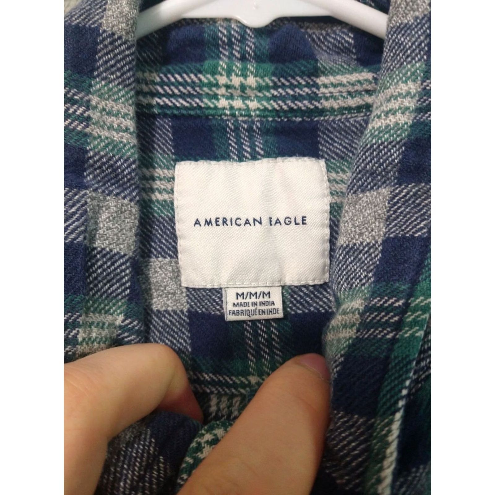American Eagle Outfitters American Eagle Outfitters Shirt Mens Medium Blue Gray Plaid Flannel Button-Down Cotton Shirt Size US M / EU 48-50 / 2 - 7 Thumbnail