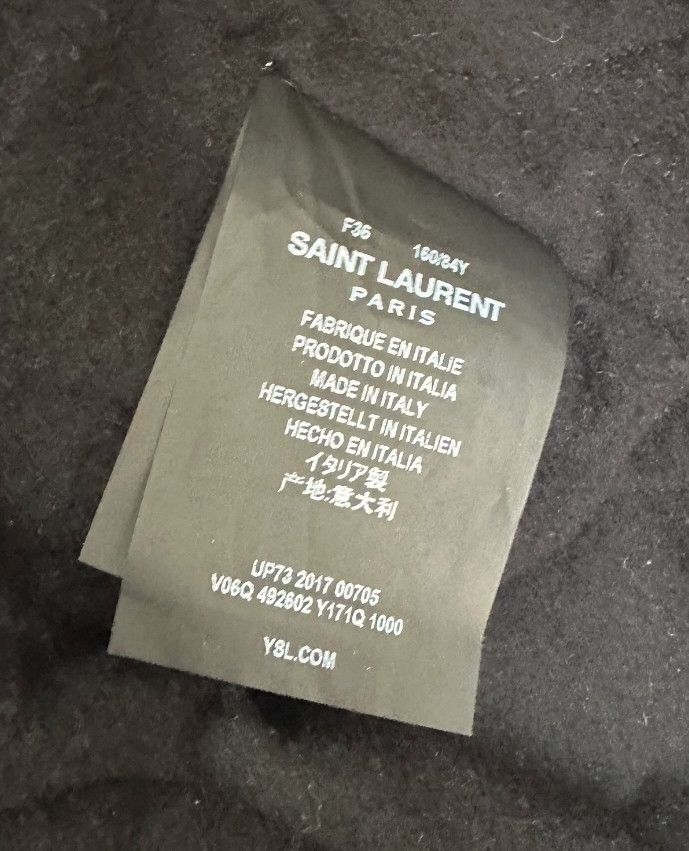 Saint Laurent Paris Saint Laurent Black Leather Sleeve Varsity Jacket- Size XS / US 0-2 / IT 36-38 - 5 Thumbnail